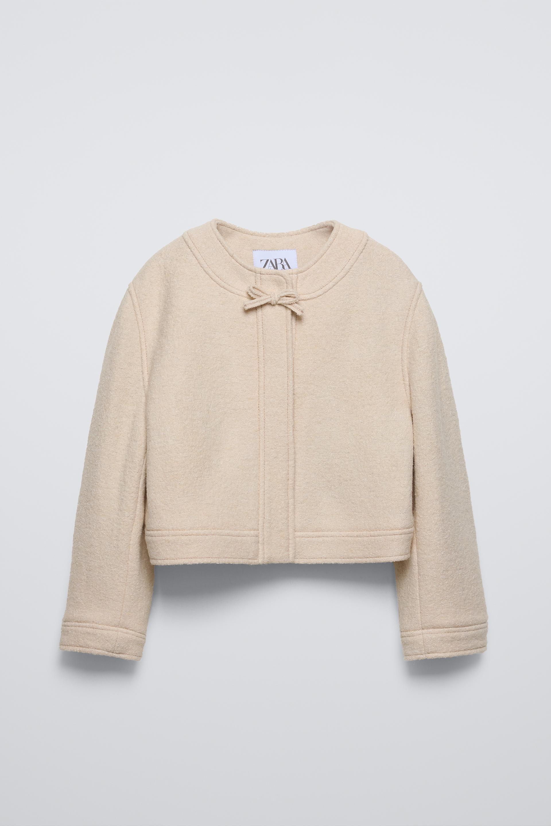 WOOL BLEND BOUCLÉ BOW SWEATER ZARA