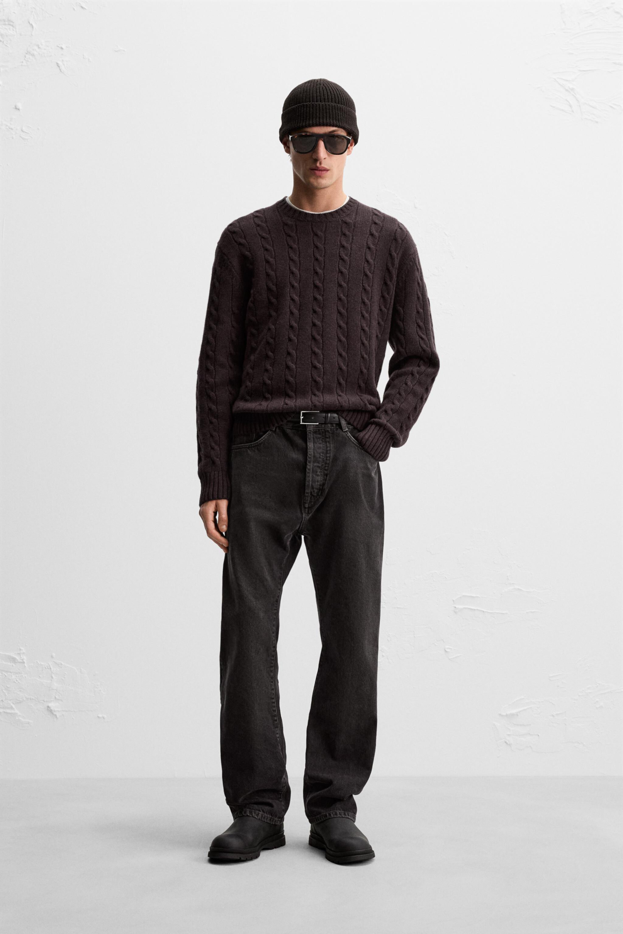 Мужской Свитер Zara WOOL CABLE KNIT ZARA