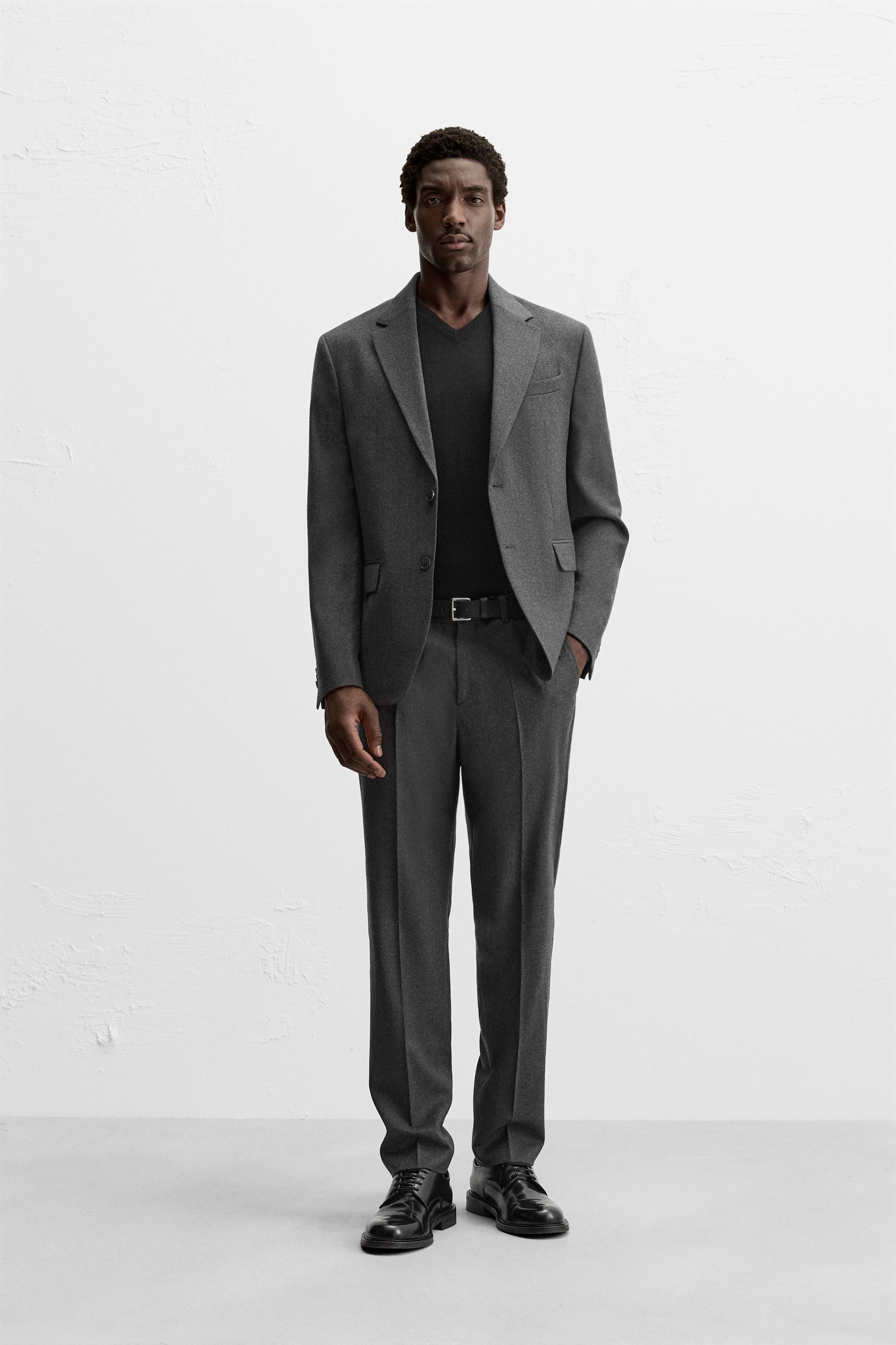 Мужские Повседневные брюки ZARA WOOL FLANNEL SUIT PANTS ZARA