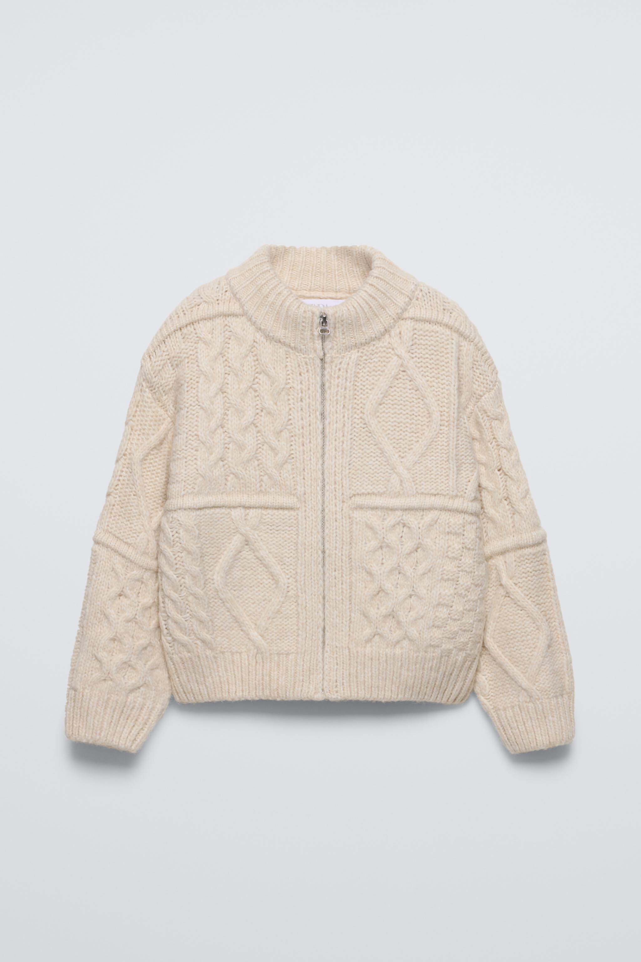 ZIPPERED CABLE-KNIT CARDIGAN ZARA