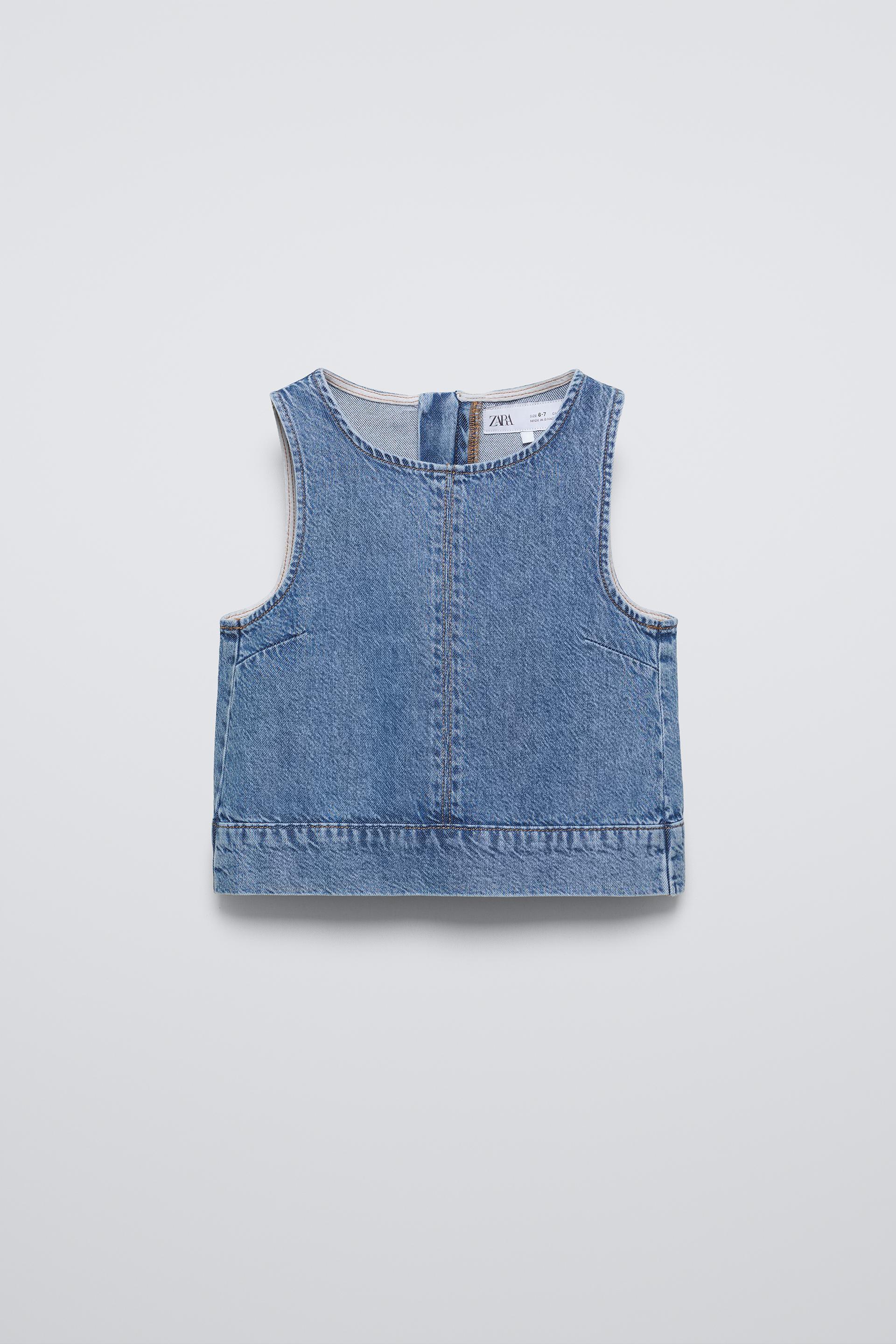 ZIPPERED DENIM TOP ZARA