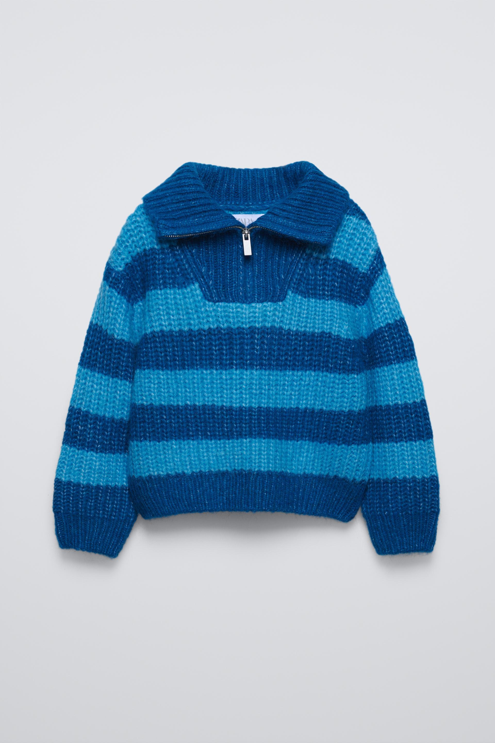 ZIPPERED STRIPED KNIT SWEATER ZARA