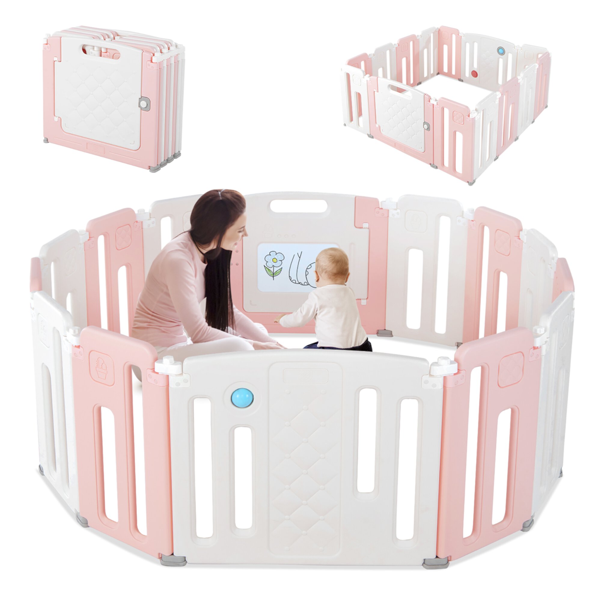 Costway 14 Panels Baby Safety Playpen Kids Safety Activity Play Center w/ Drawing Board Visit the Costway Store