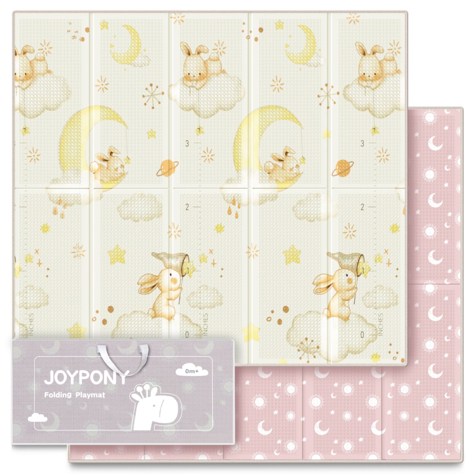 Joypony Large Baby Play Mat, 59x71", Double-Sided Foldable Crawling Mat for Babies & Toddlers Joypony