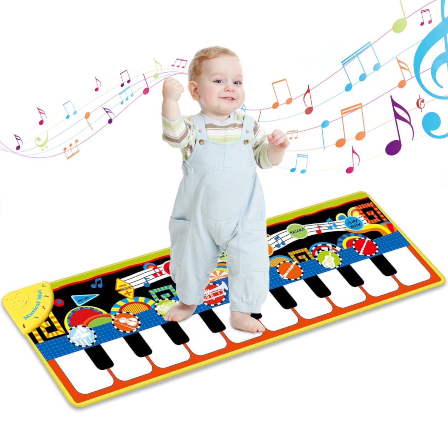 Syenll Musical Piano Mat, 19 Keys Piano Keyboard Floor Mat, Kids Playmat Dance Mat Gift for Boys Girls (43.3x14.2in) Syenll