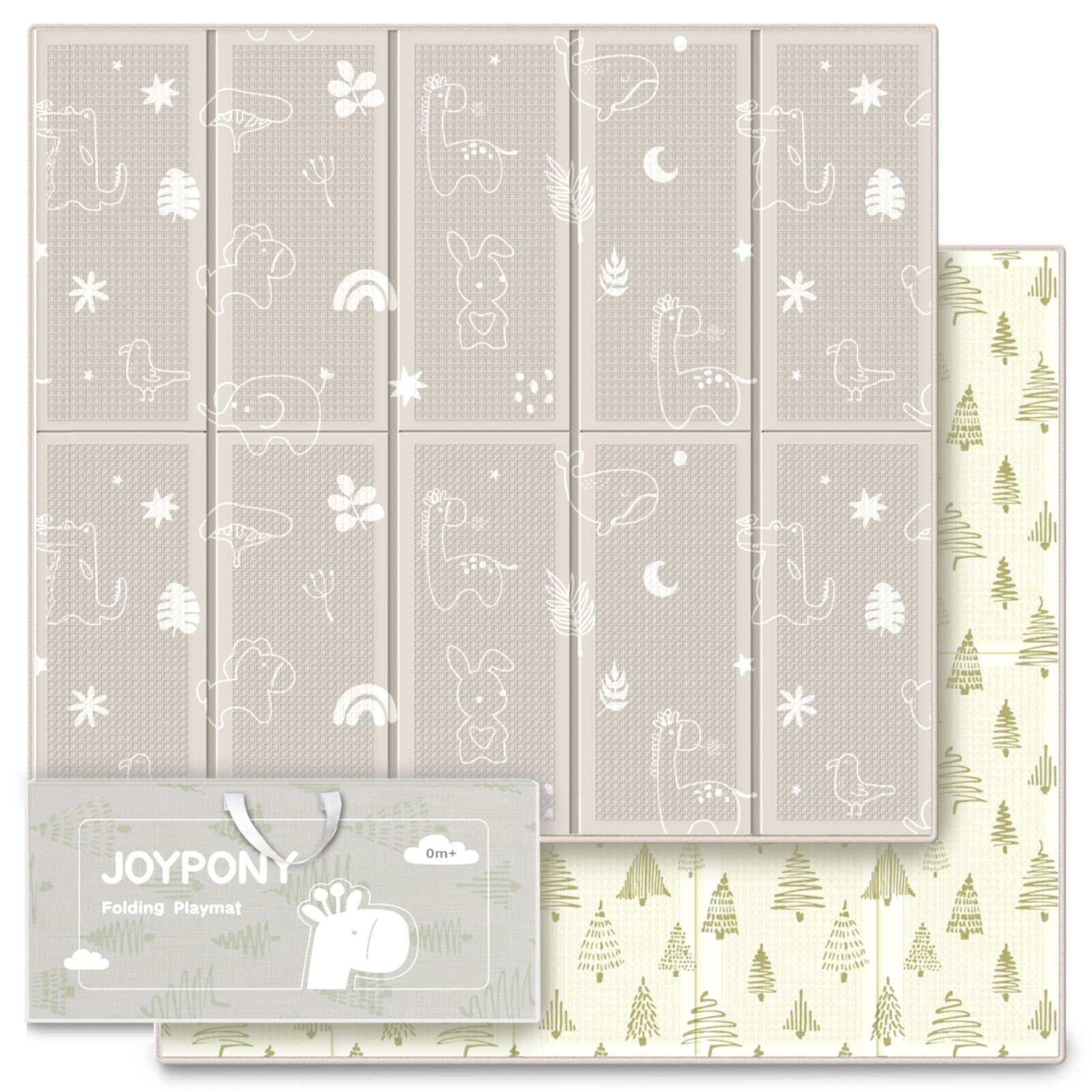 Joypony Baby Play Mat, 59x71" Double-Sided Forest Foldable Playmat for Babies and Toddlers Joypony