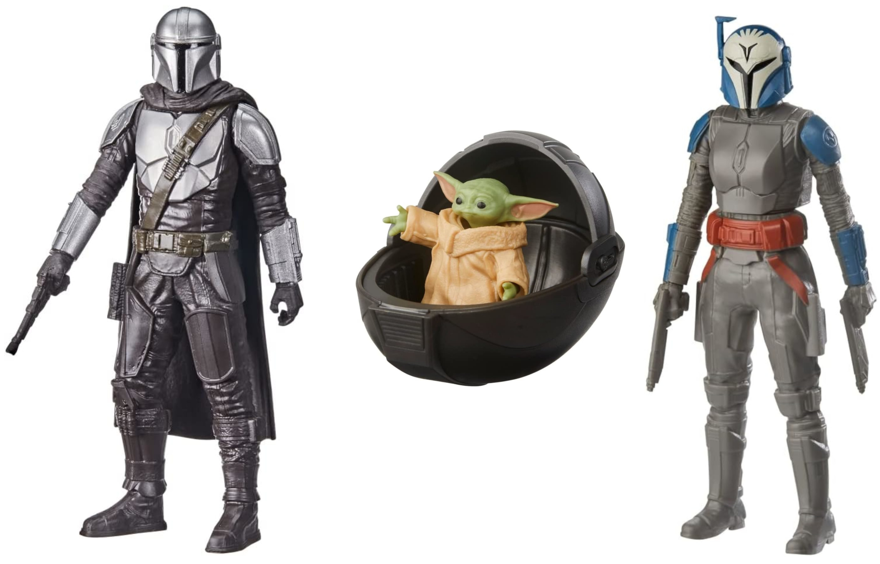 [3-PACK BUNDLE] - Star Wars 6 inch Action Figures - Mandalorian, Grogu, Bo Katan HASBRO