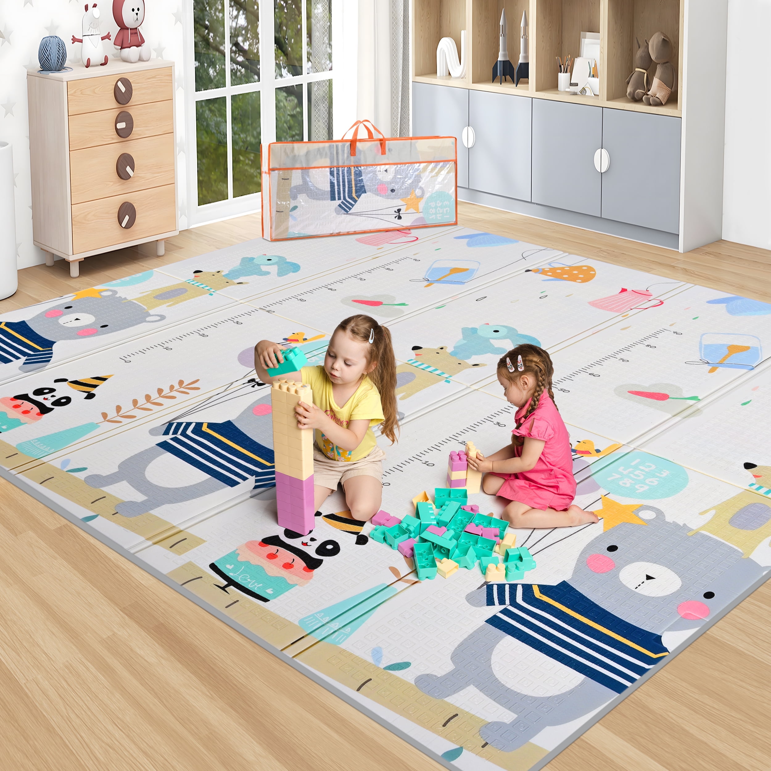 Doulami Foldable Baby Play Mat 79 x71 inch Extra Large Reversible Baby Mat Waterproof Anti-Slip Playmat for Toddlers Kids Doulami