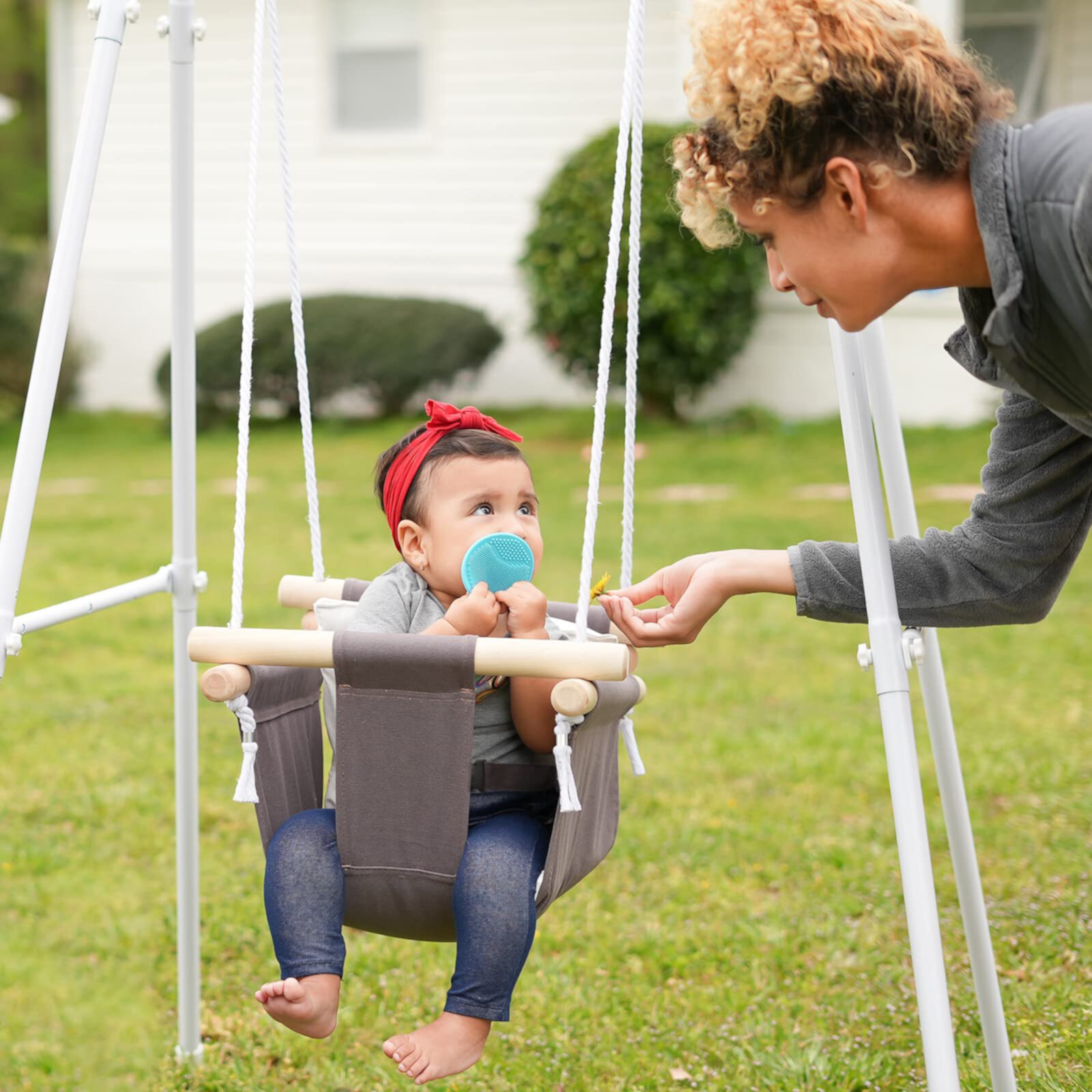 G TALECO GEAR Baby Swing with Canvas Seat, Indoor Swing for Baby, Toddler Swing for Kids, White G TALECO GEAR