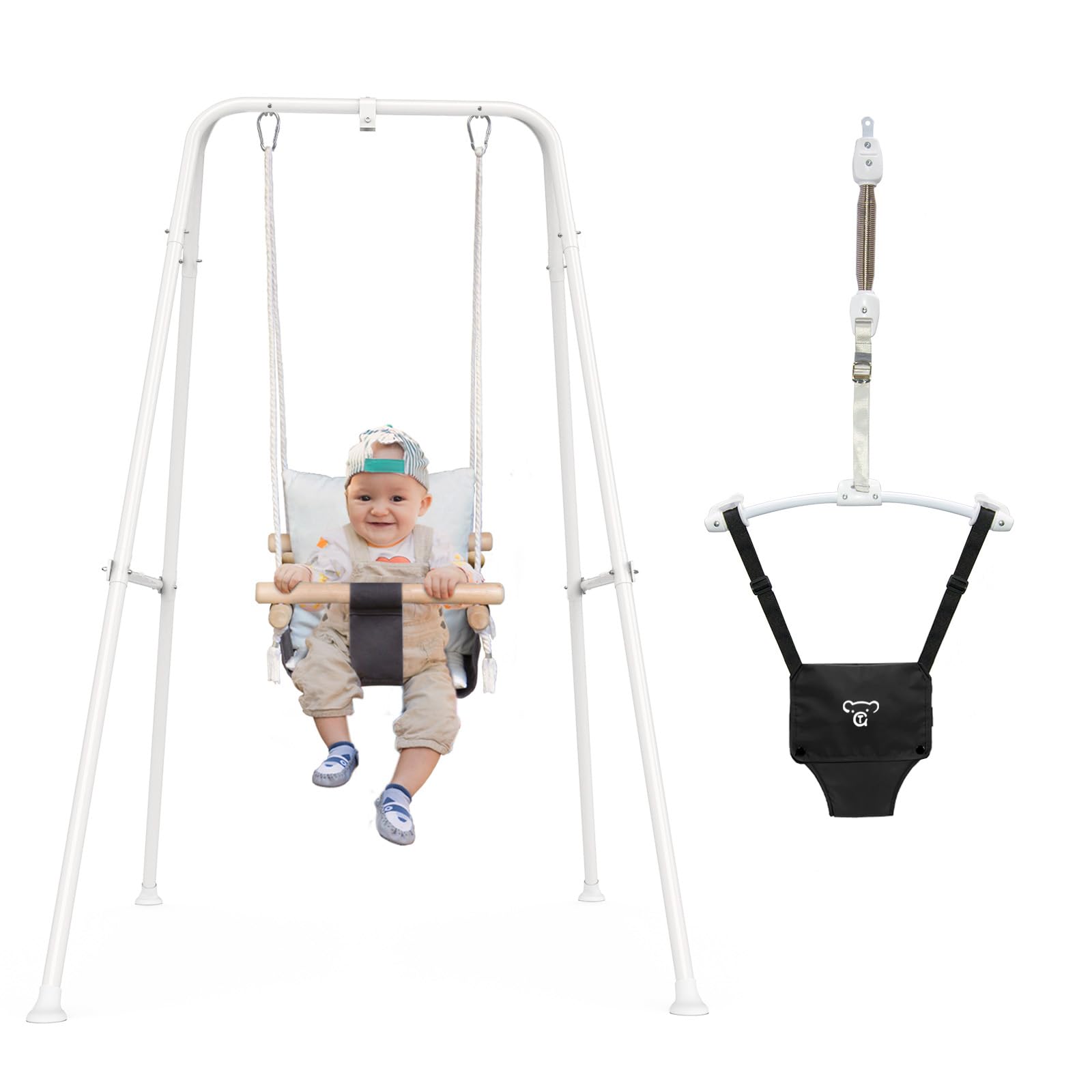 G TALECO GEAR 2 in 1 Baby Swing Outdoor, Baby Jumpers and Bouncers, Indoor Toddler Swing for Baby up to 3 Year, White G TALECO GEAR