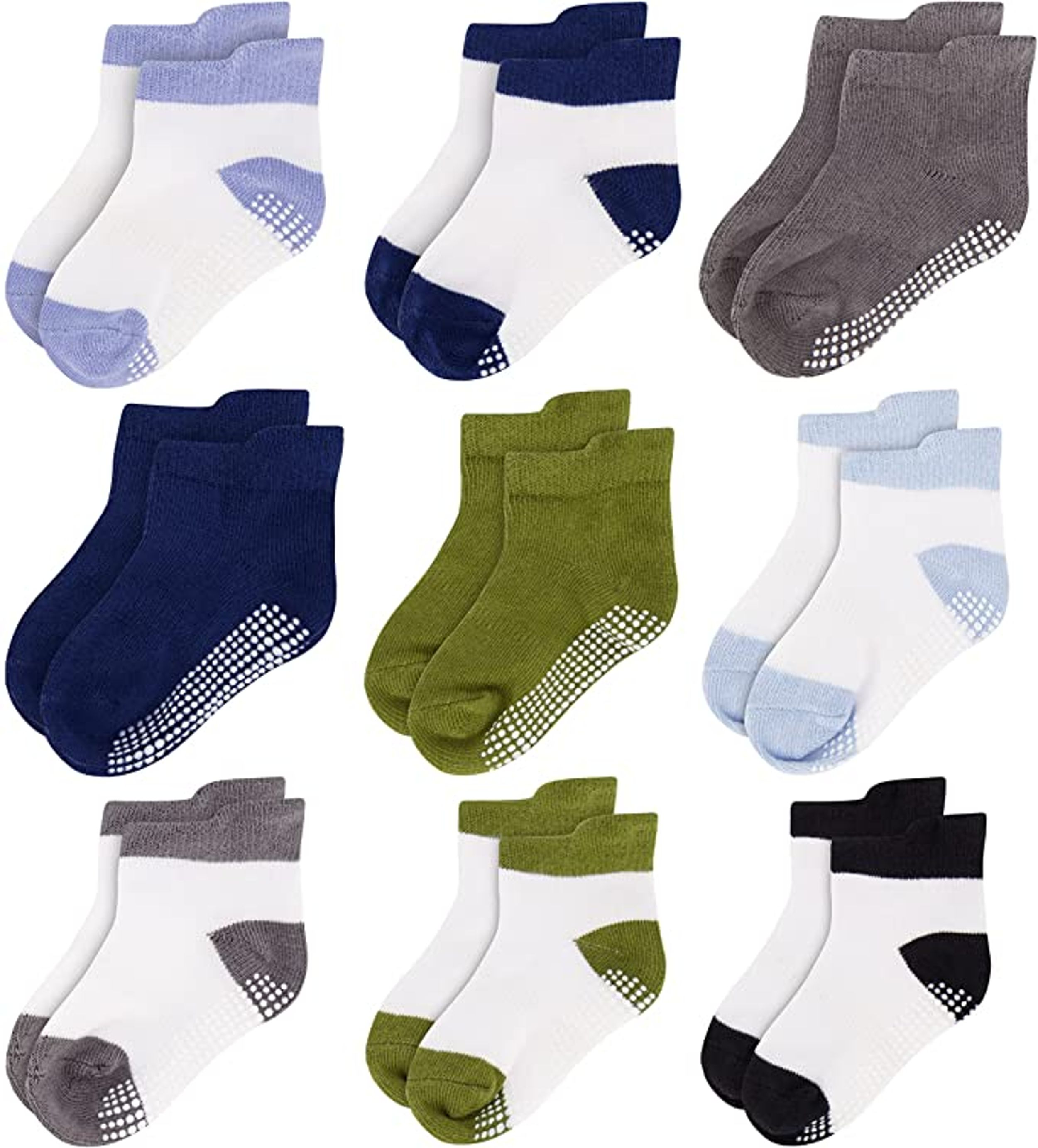 Rising Star Unisex Non Slip Low-Cut Grip Socks for Infants and Toddlers (9 Pack) Rising Star