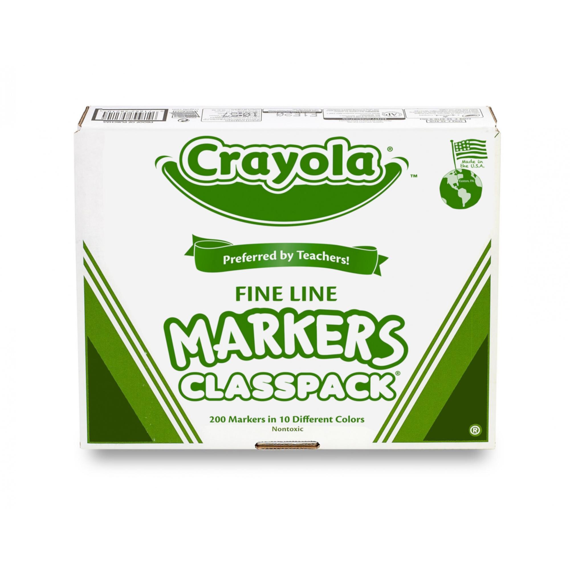 Crayola Classpack, 200 ct Fine Line Markers, Art Tools, 20 Each of 10 Different Colors, Great for Classroom, Educational Crayola