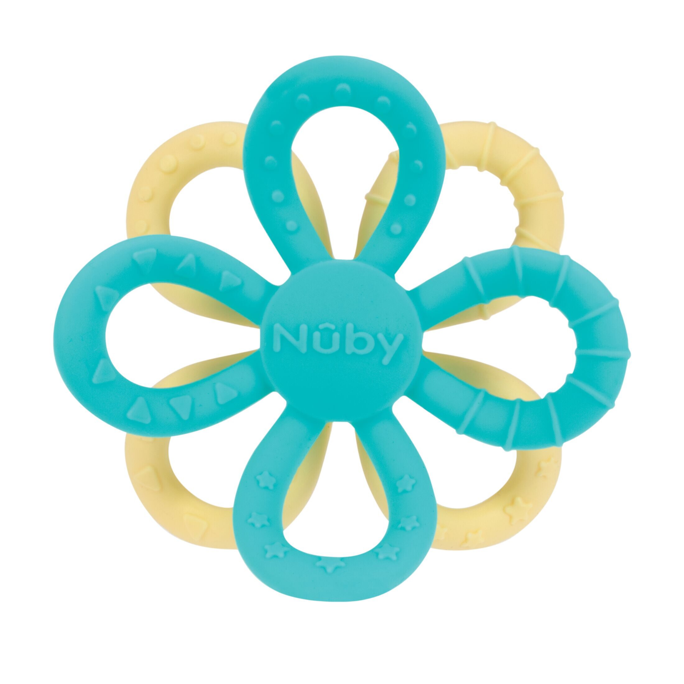 Nuby Fun Loops Silicone Teether for Infants, Yellow & Aqua NUBY