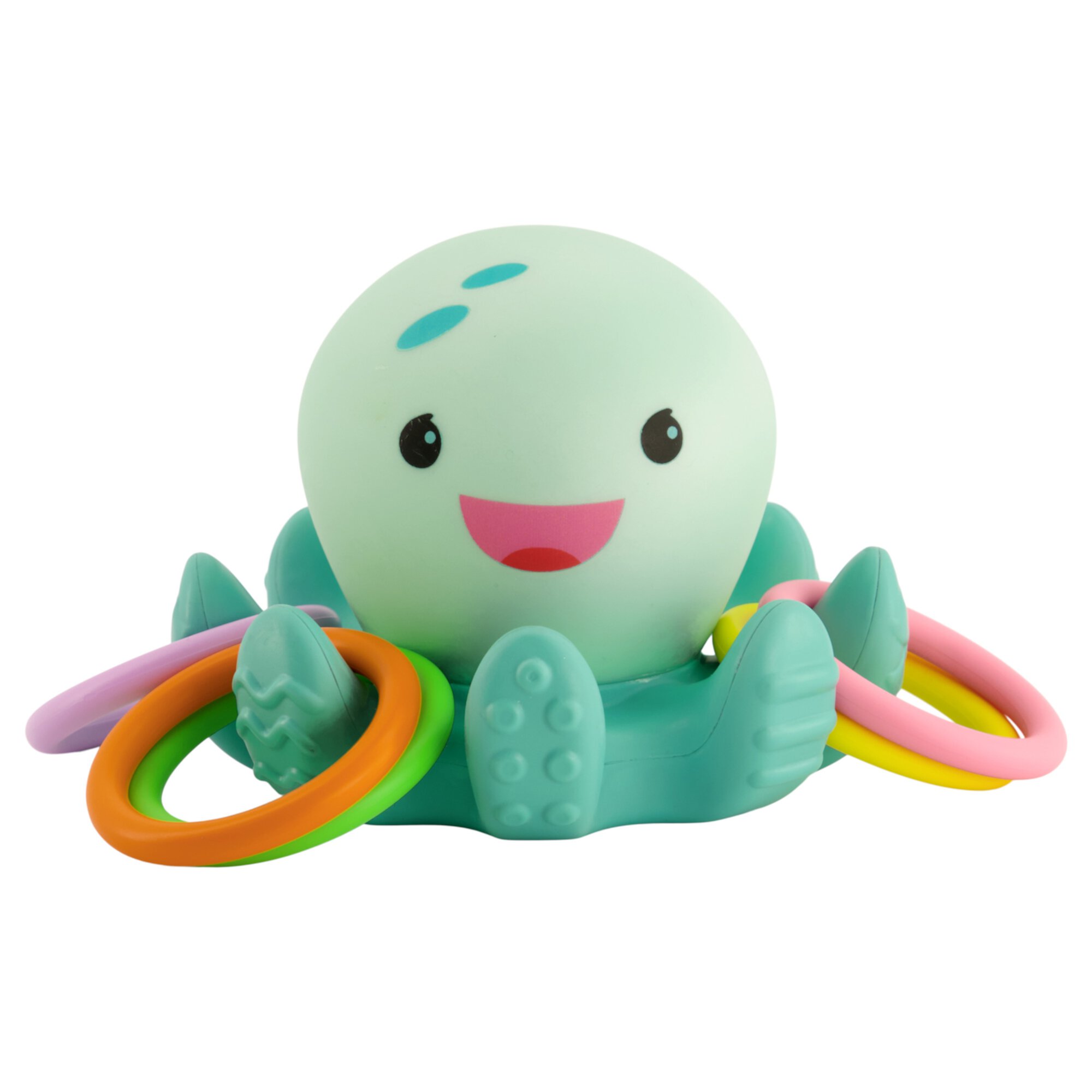 Infantino Light-up Octopus Ring Catcher Bath Toy with Five Rings, Age 6-12 Months, Multicolor INFANTINO