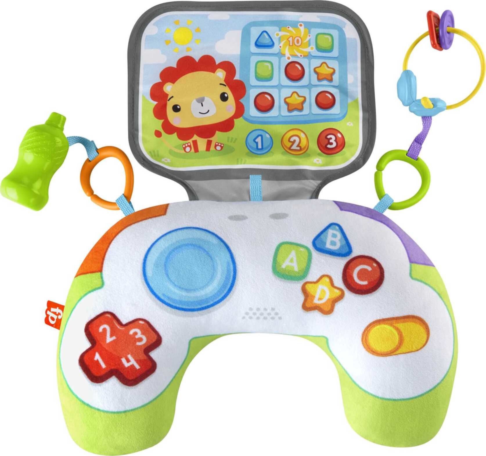 Fisher-Price Littlest Gamer Tummy Wedge with 2 Linkable Baby Toys for Newborns Fisher-Price