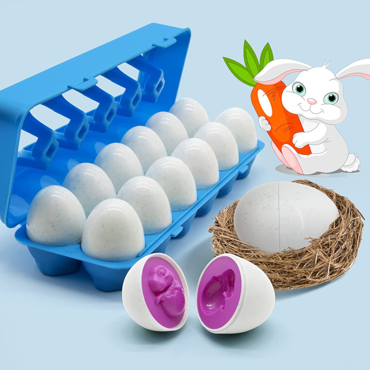 MOONTOY  Egg Toys for Toddlers 1-3, Dinosaur Matching and Color Sorting Learning Toys Easter Gifts for 1 2 3 Years Old Kids Toddler Baby Girls Boys, 12PCS MOONTOY