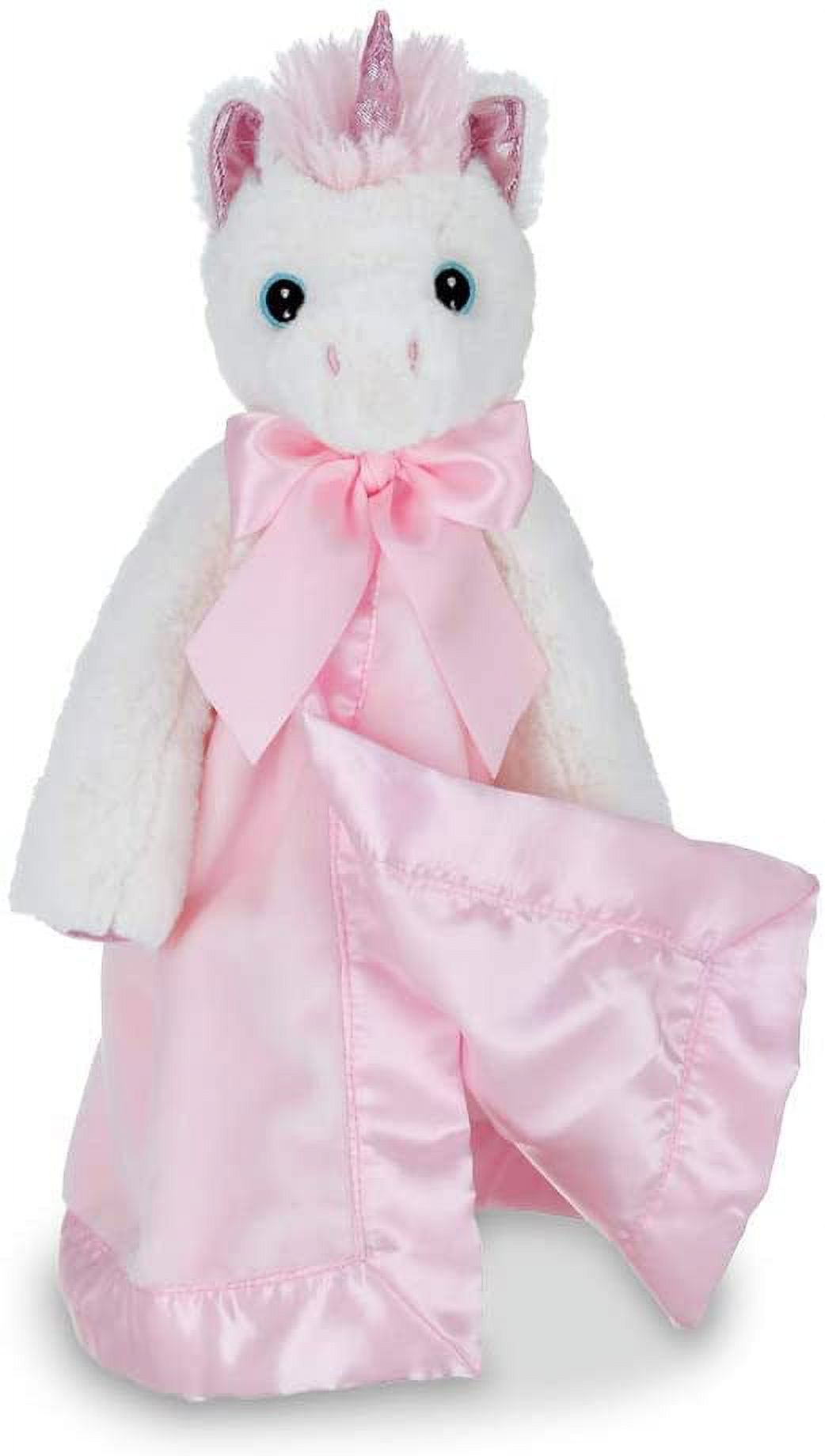 Bearington Baby Dreamer Snuggler, White and Pink Unicorn Plush Stuffed Animal Security Blanket, Lovey 15" Bearington Collection