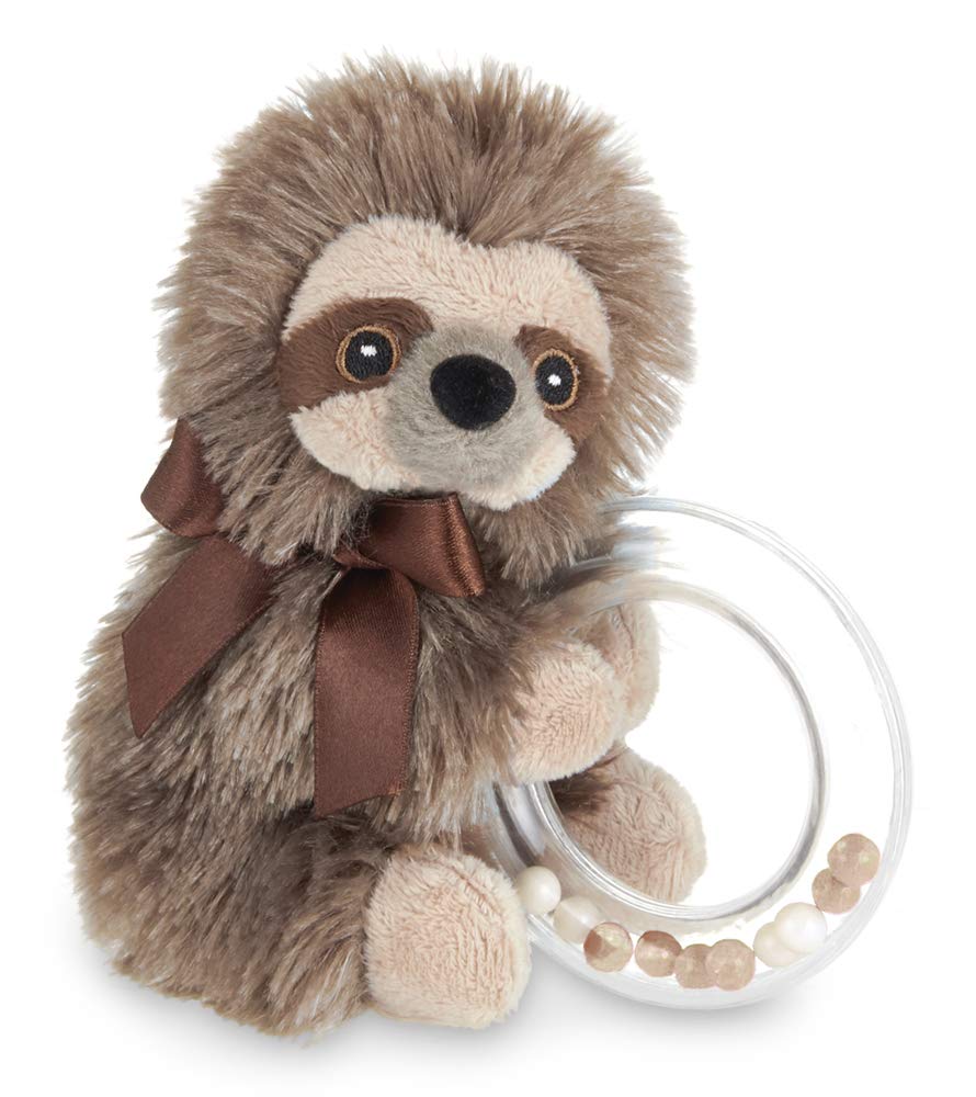 Bearington Baby Lil' Speedy Plush Stuffed Animal Sloth Shaker Rattle Ring Rattle, 5.5 inches Bearington Collection