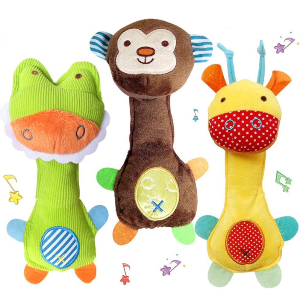 3 pcs/set Baby Soft Rattles Toys Animal Sound Rattle Toys Infant Early Developmental Baby Toys Newborn Infant Gift OZS