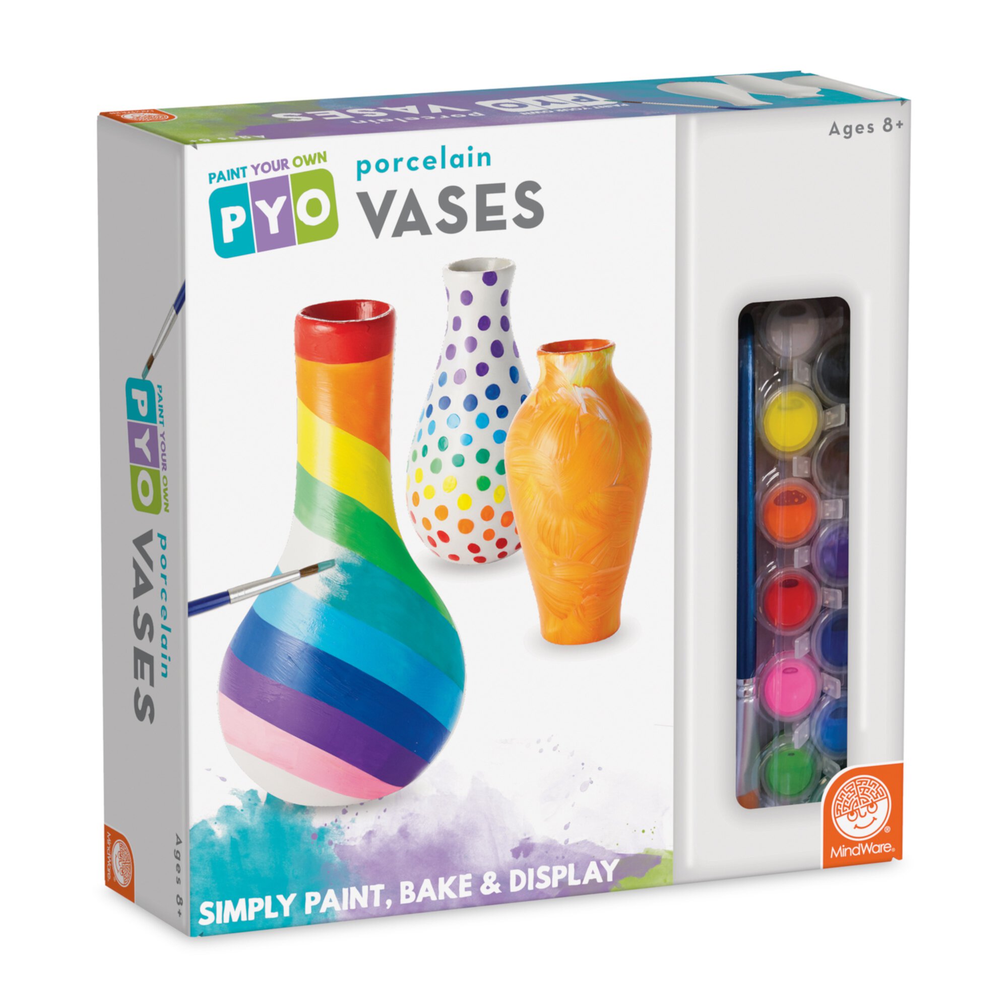 MindWare Paint Your Own Porcelain Vases, DIY Porcelain Vases Set of 3 for Kids MindWare