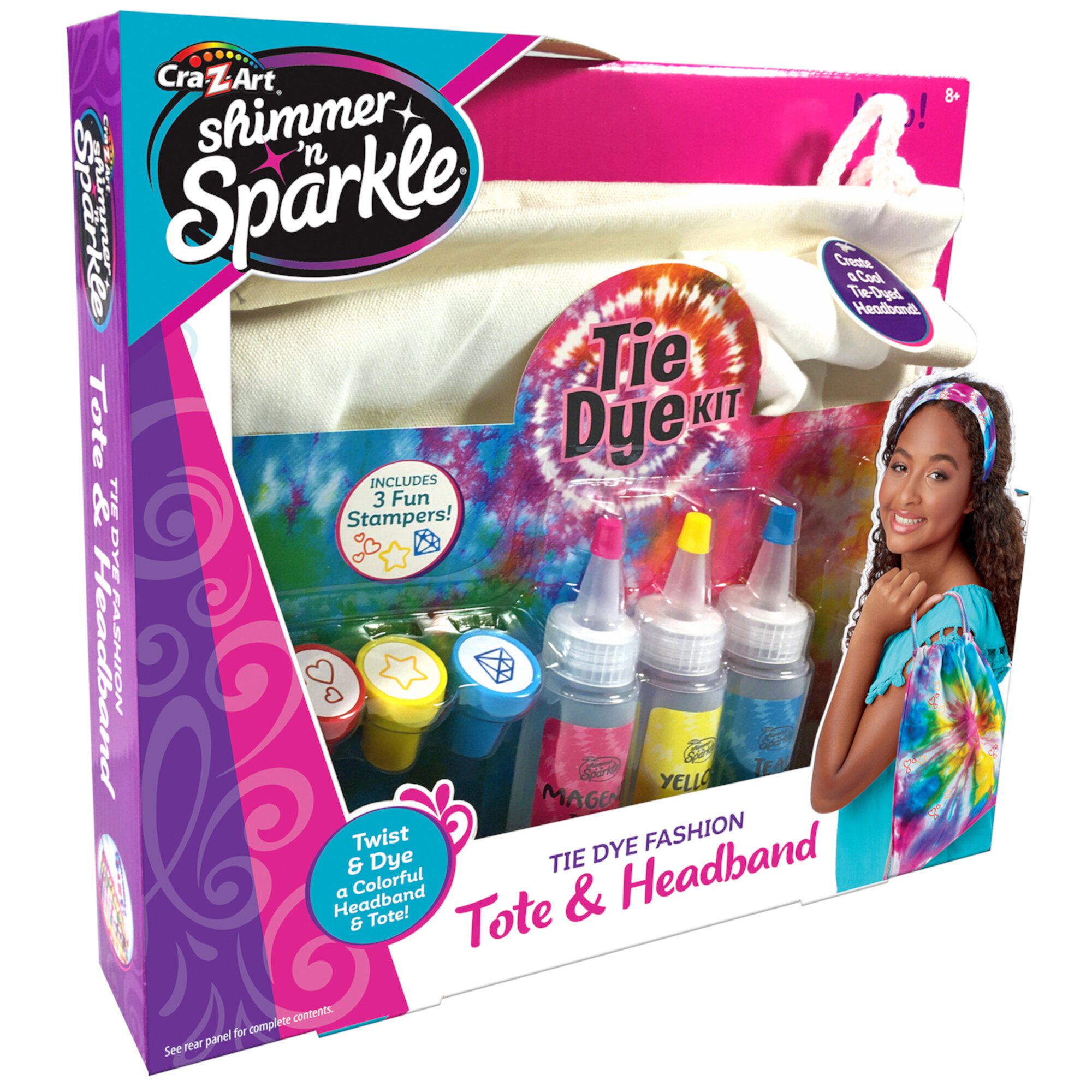 Shimmer ‘n Sparkle: Tie Dye Fashion Tote & Headband Craft Kit, Kids Ages 8+ Cra-Z-Art