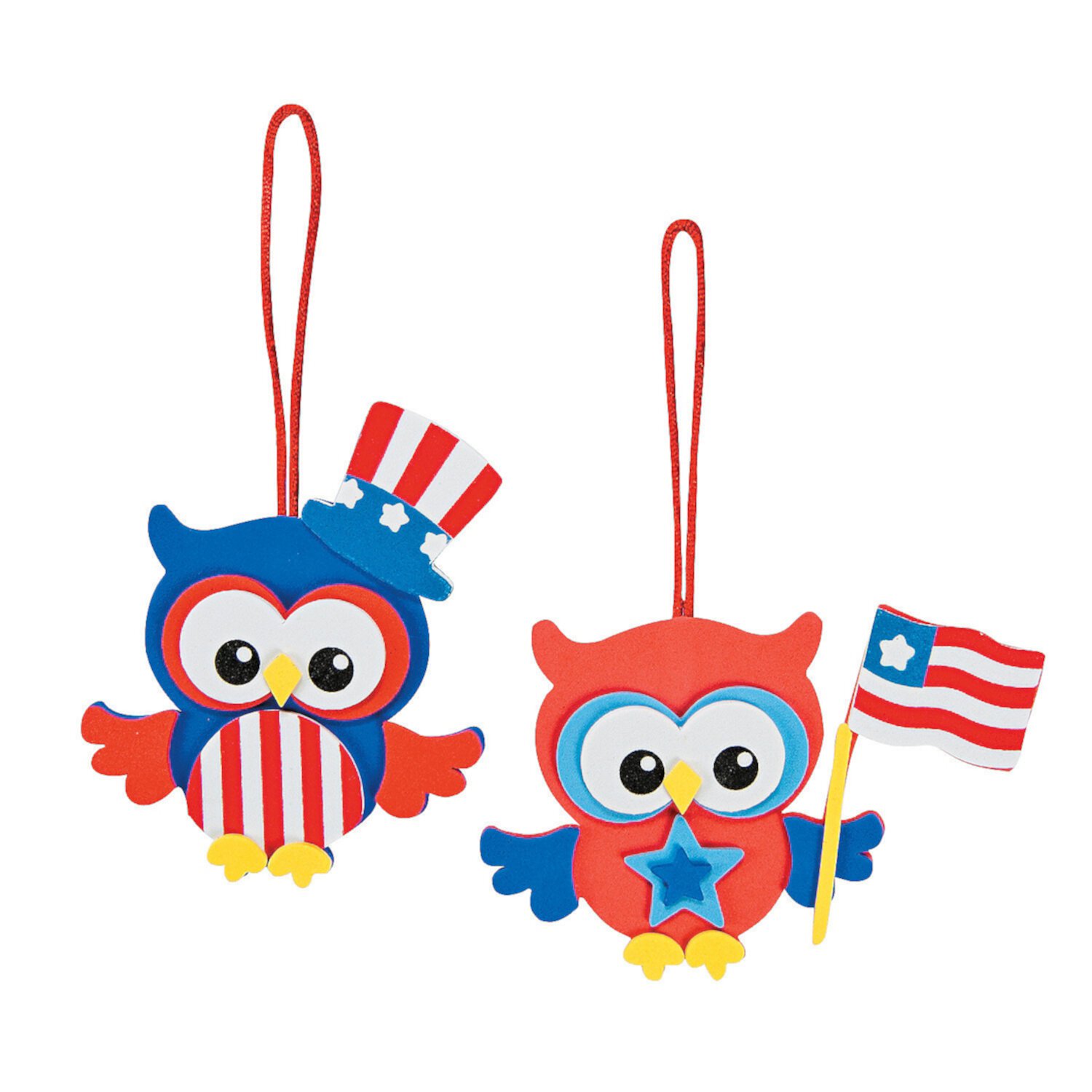 Patriotic Owl Ornament 12 - Craft Kits - 12 Pieces Fun Express