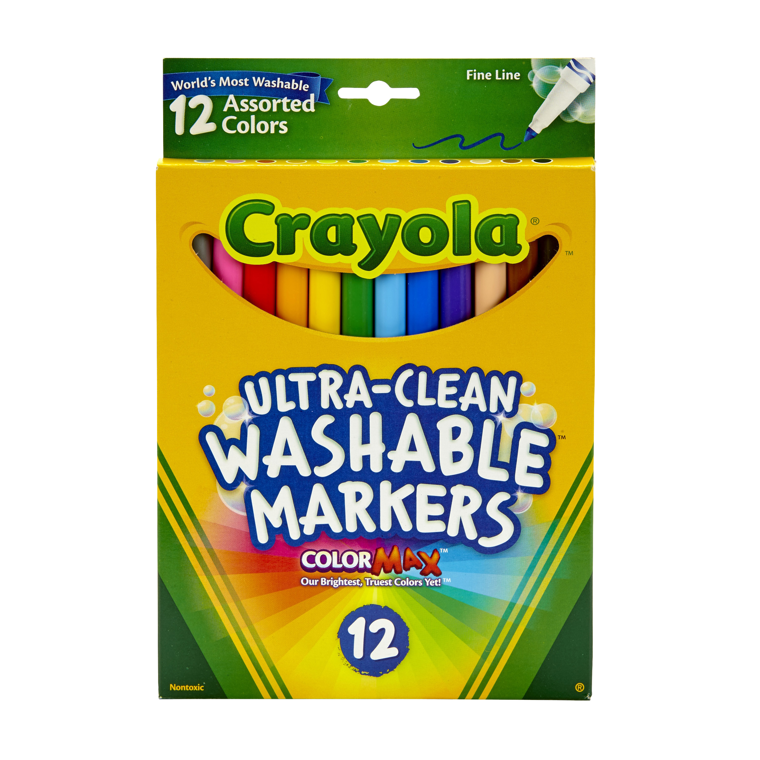 Crayola 12ct Fineline Washable Marker Set, School Supplies, Beginner Child Crayola