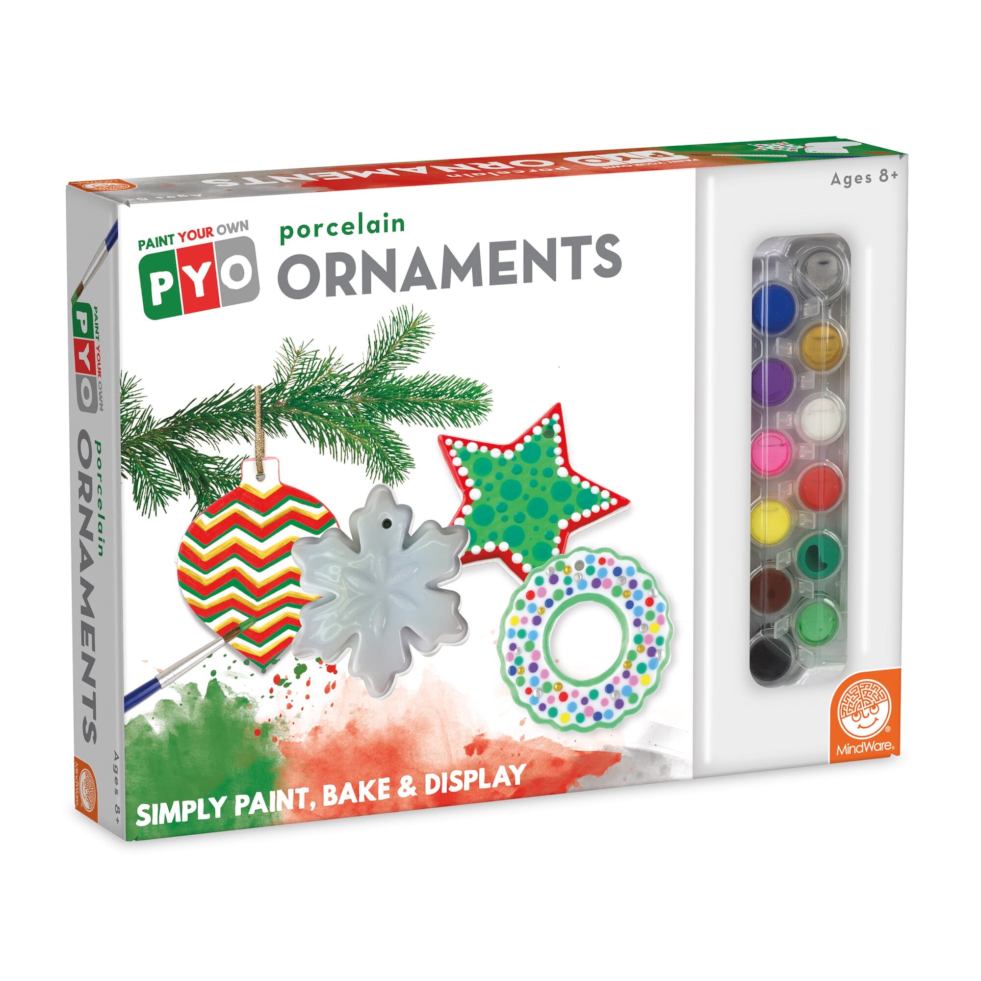 MindWare Paint Your Own Porcelain Christmas Ornaments, Paint, Bake and Display, Ages 8 Years and Up MindWare