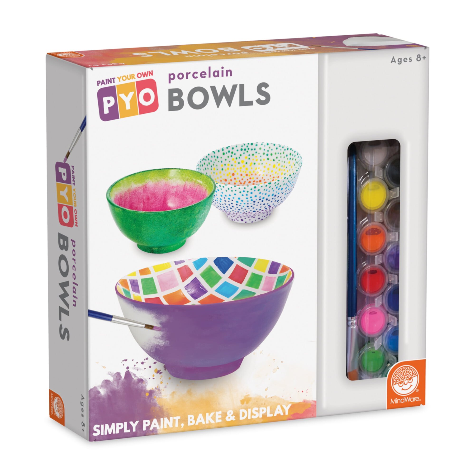 MindWare Paint Your Own Porcelain Bowls, 3 Porcelain Bowls with 4.5” Diameter, Paint, Bake & Display MindWare