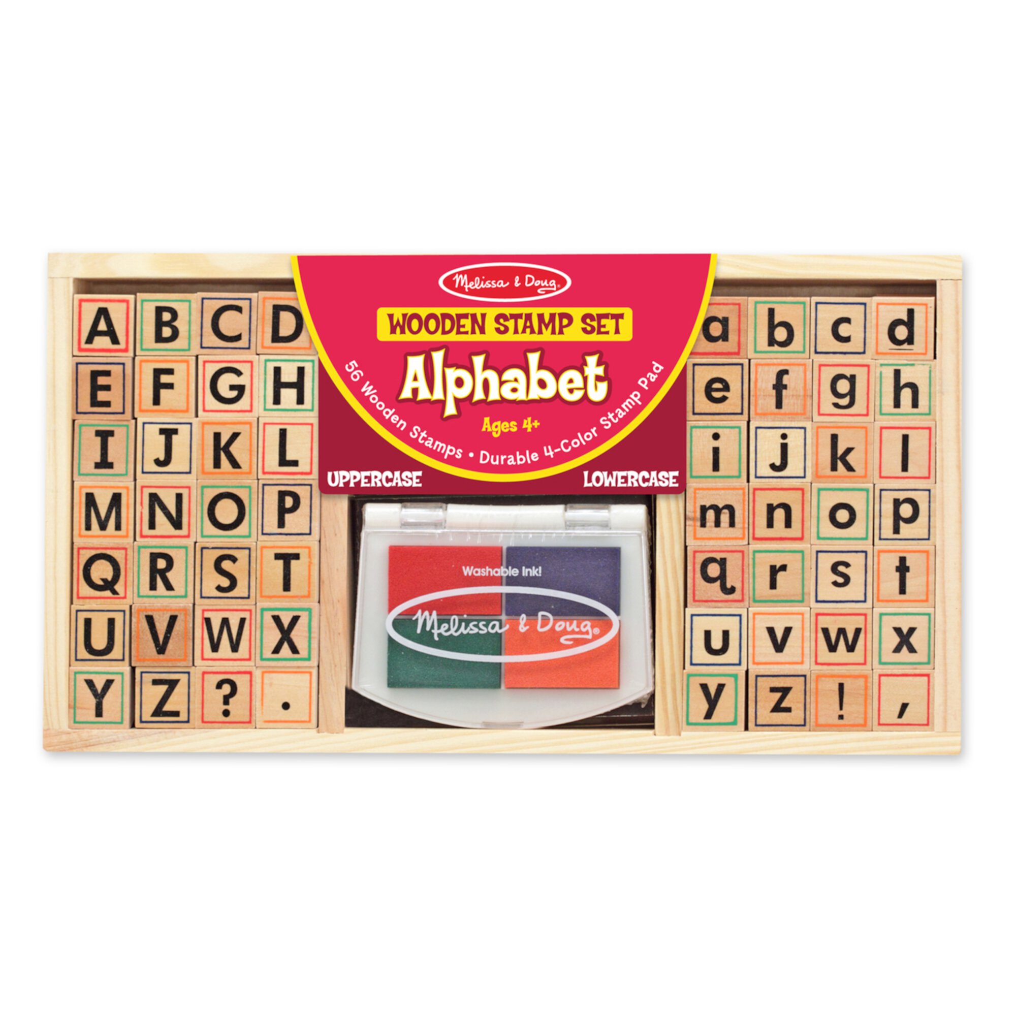 Melissa & Doug Wooden Alphabet Stamp Set - 56 Stamps With Lower-Case and Capital Letters Melissa & Doug