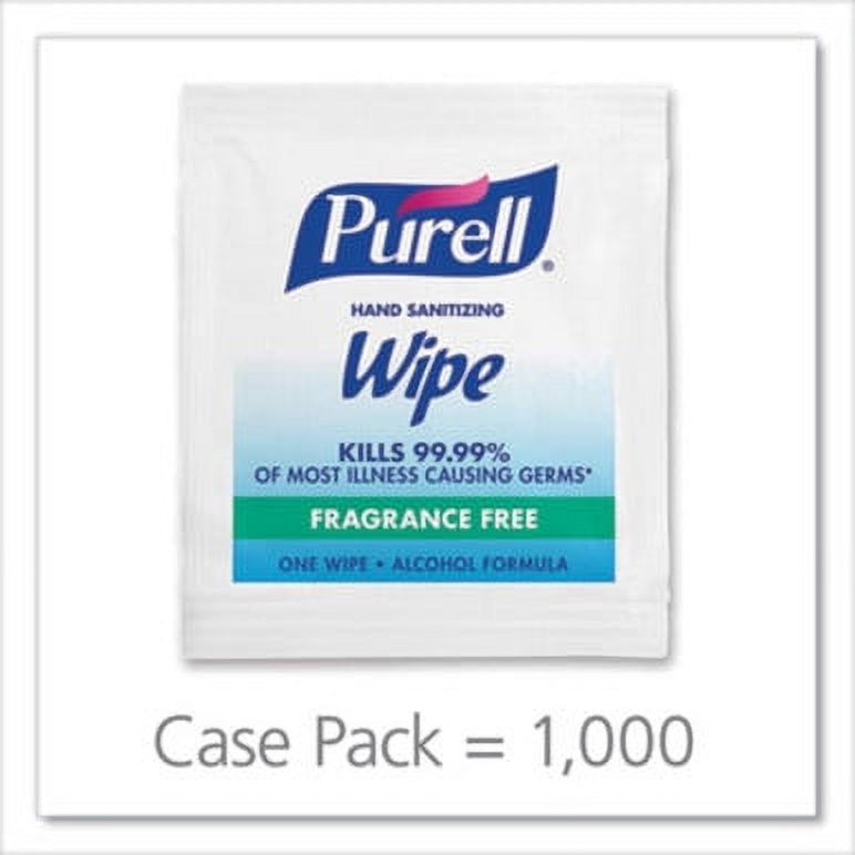 Premoistened Sanitizing Hand Wipes Individually Wrapped 5 x 7 Unscented White 1000/Carton 90211M PURELL