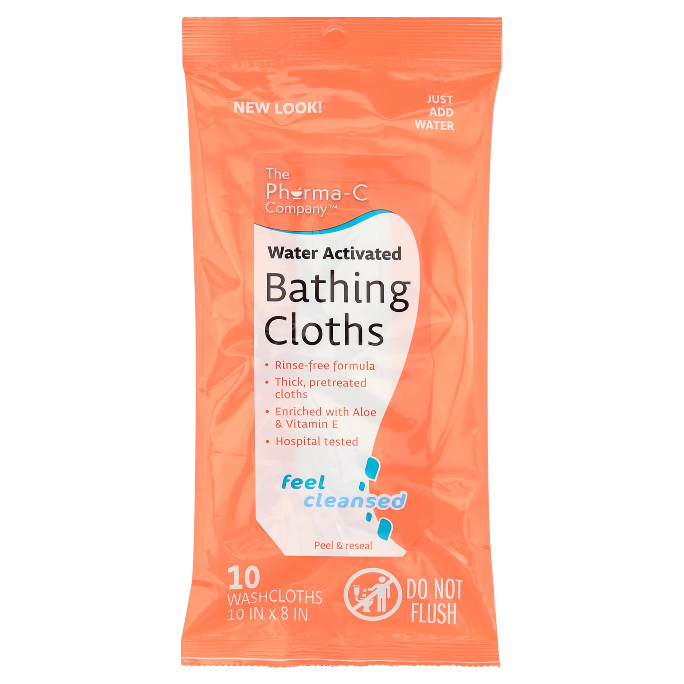 Pharma-C Water-Activated Bathing Cloths [10 cloths] - Fresh Scent. No-Rinse. The Pharma-C Company