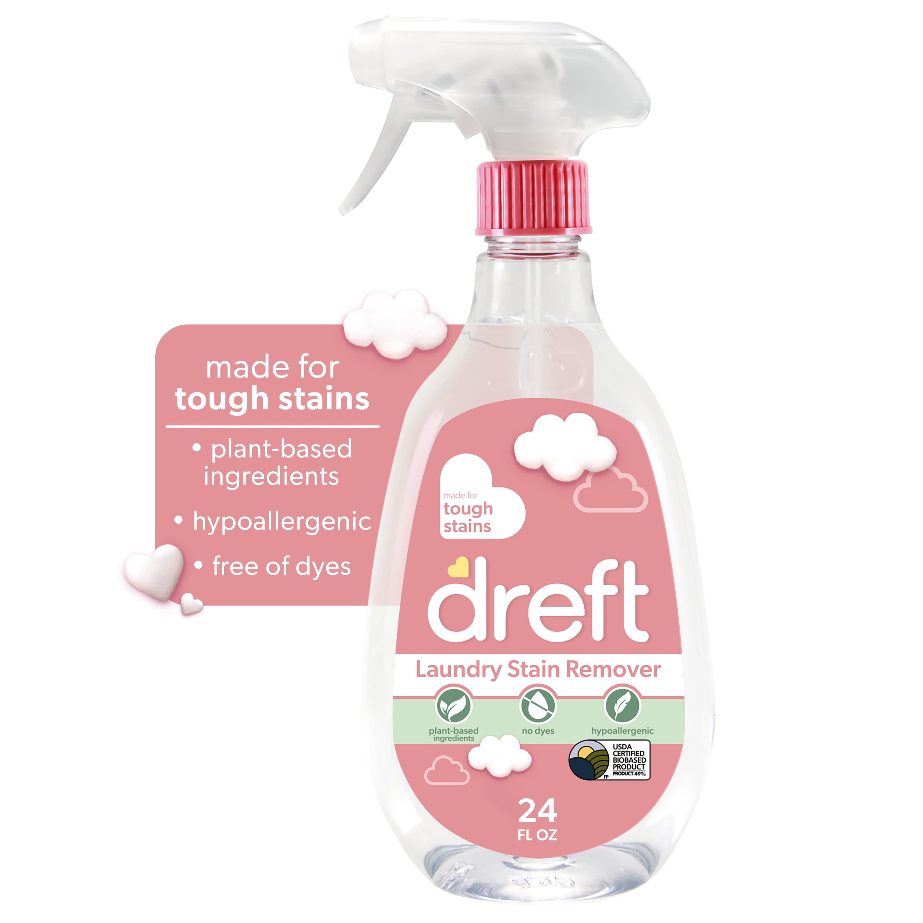 Dreft Stain Remover for Baby Clothes, Fragrance Free and Hypoallergenic Baby Stain Remover Spray , 24 Fl Oz Dreft