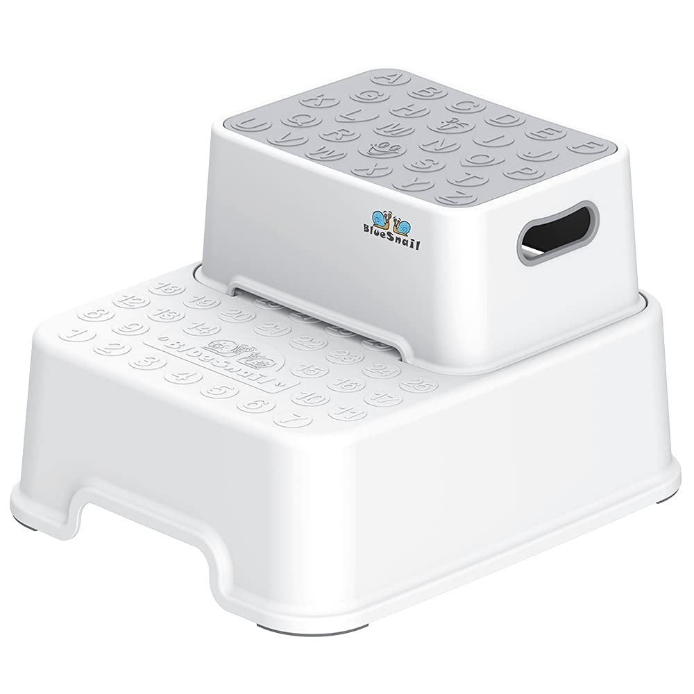 BlueSnail Anti-Slip Sturdy Toddler Two Step Stool for Unisex Kids and Toilet Potty Training (White) BlueSnail