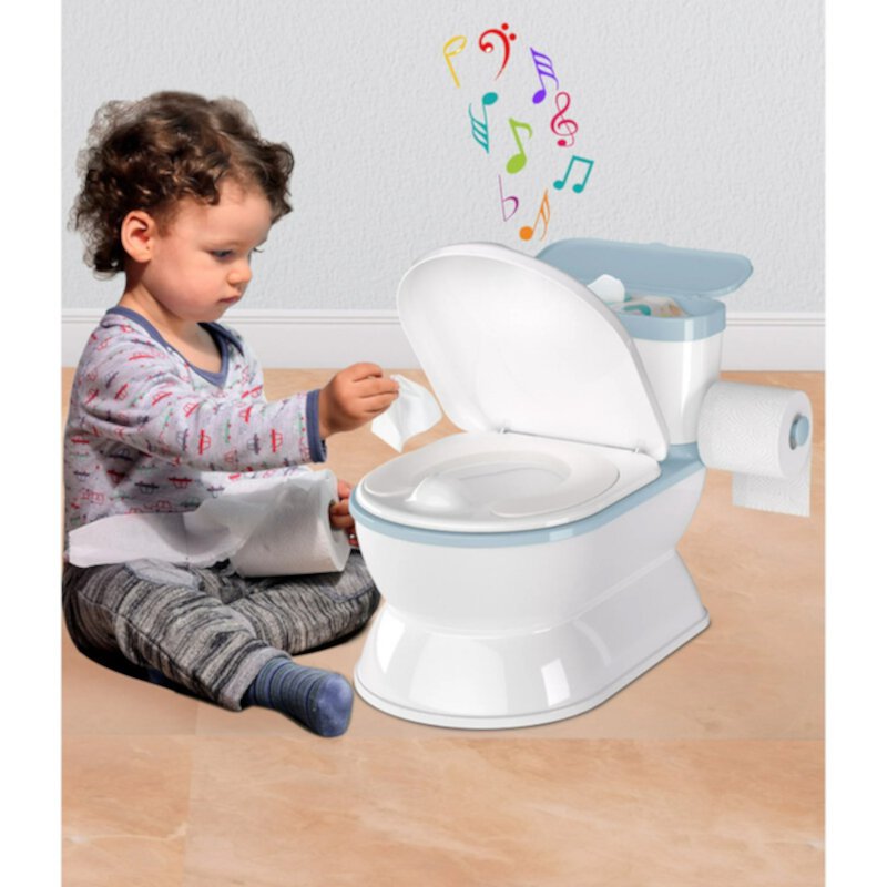 Babyomi 2-In-1 Baby Potty Training Toilet, Potty Chair with Storage Tank and Toilet Paper Holder, Transition Potty Trainer for Aged 1-3 Light Blue Babyomi