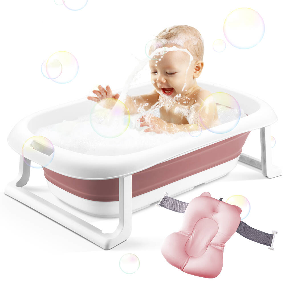 Kxuhivc Baby Bathtub Anti Slip Skid Proof Foldable Toddler Bath Tubs with Cushion Kxuhivc