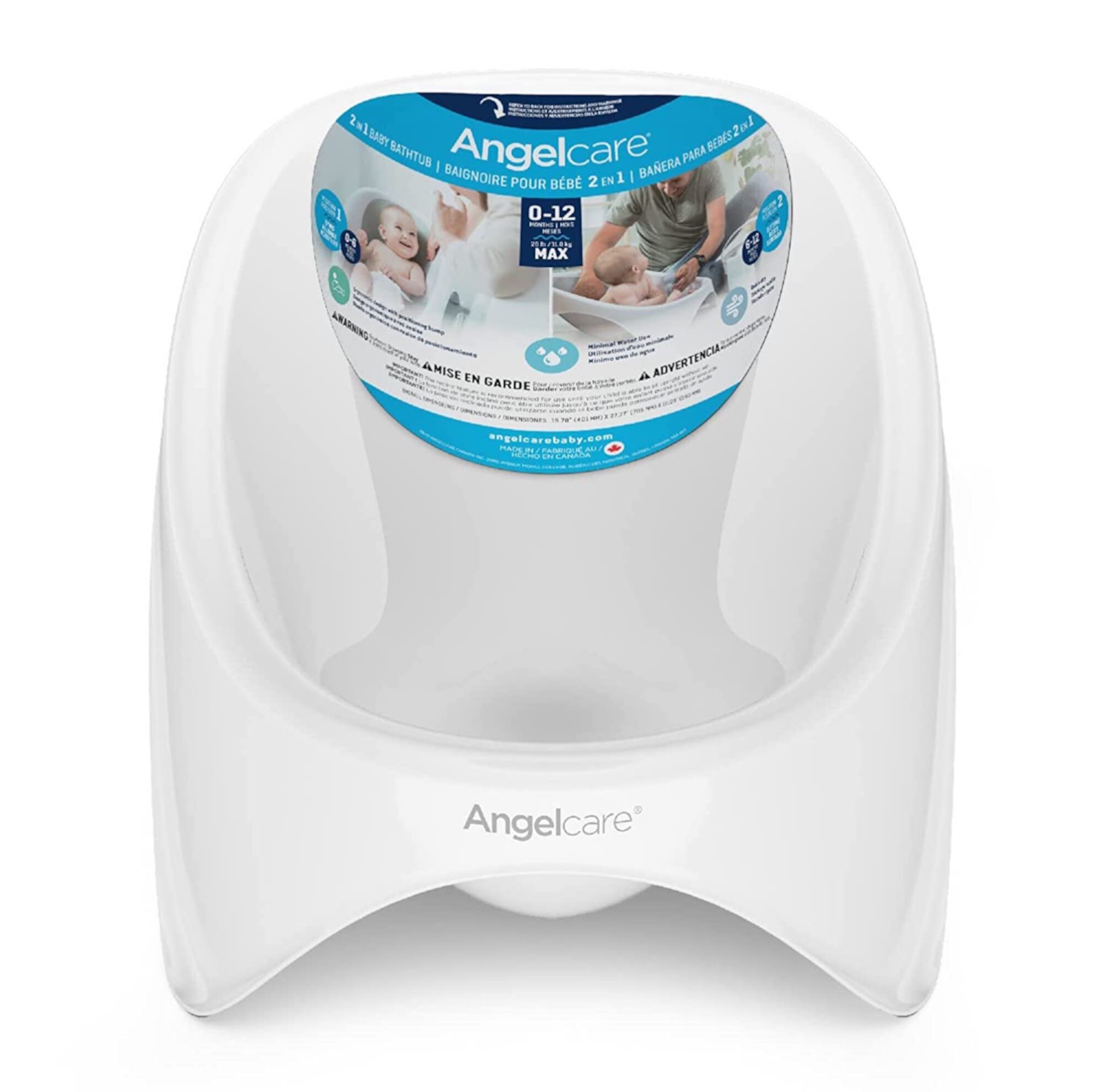 Angelcare Rigid Baby Bath Tub, White, Unisex, Plastic, New Diaper Genie