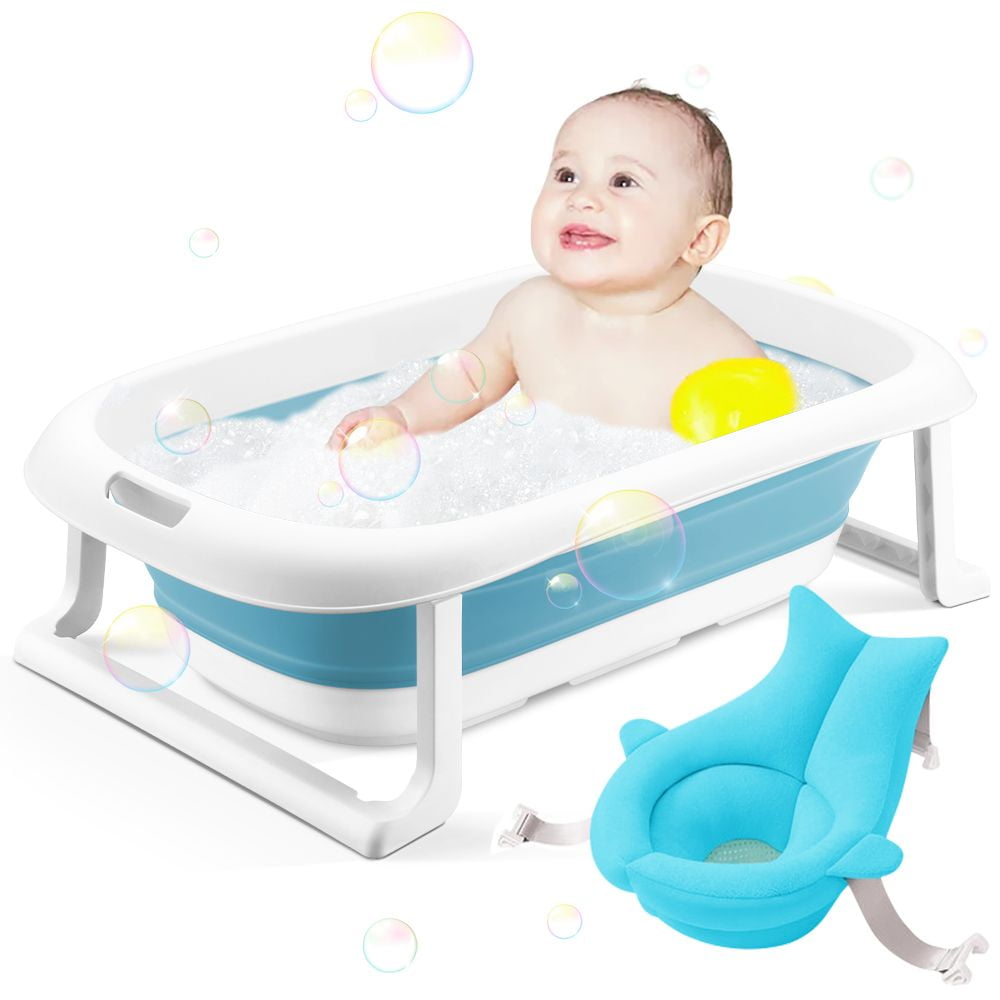 Kxuhivc Baby Bathtub Anti Slip Skid Proof Foldable Toddler Bath Tubs with Cushion Kxuhivc