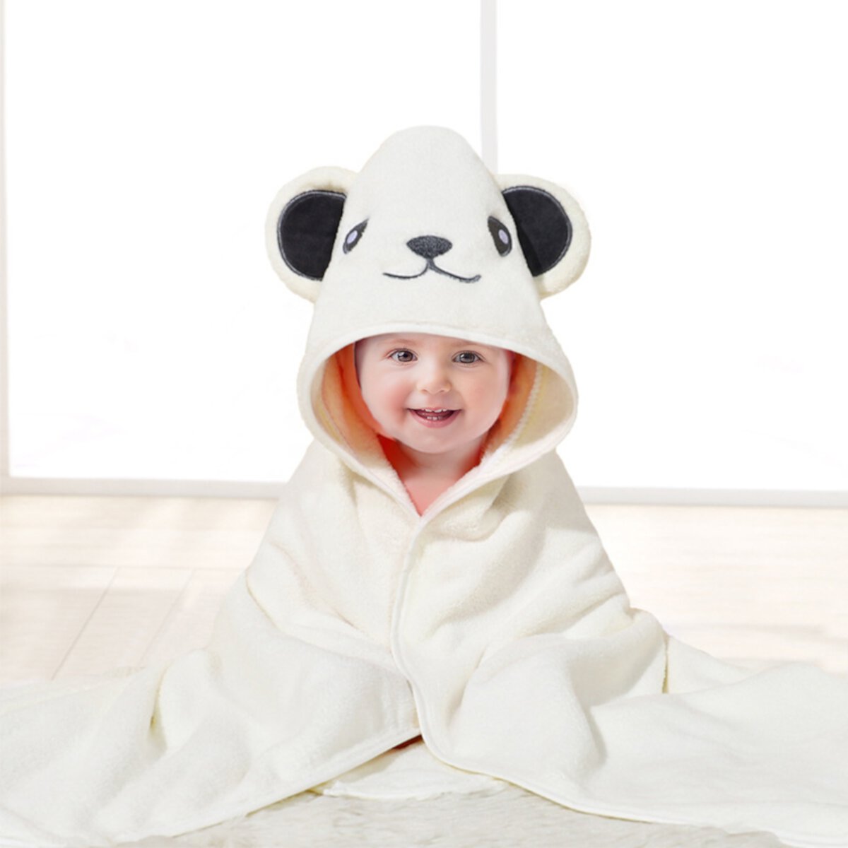 MONEHANE Baby Bath Towel, Absorbent Large Hooded Towel for Kids, Newborn, Babie, Toddler, Infant, White Bear, 31.5 x 31.5 inch MONEHANE