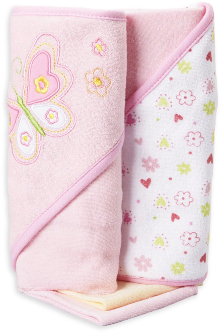 Spasilk Baby 2 Hooded Towels & 2 Washcloths Set for Newborns and Infants, Pink Butterfly Visit the Spasilk Store