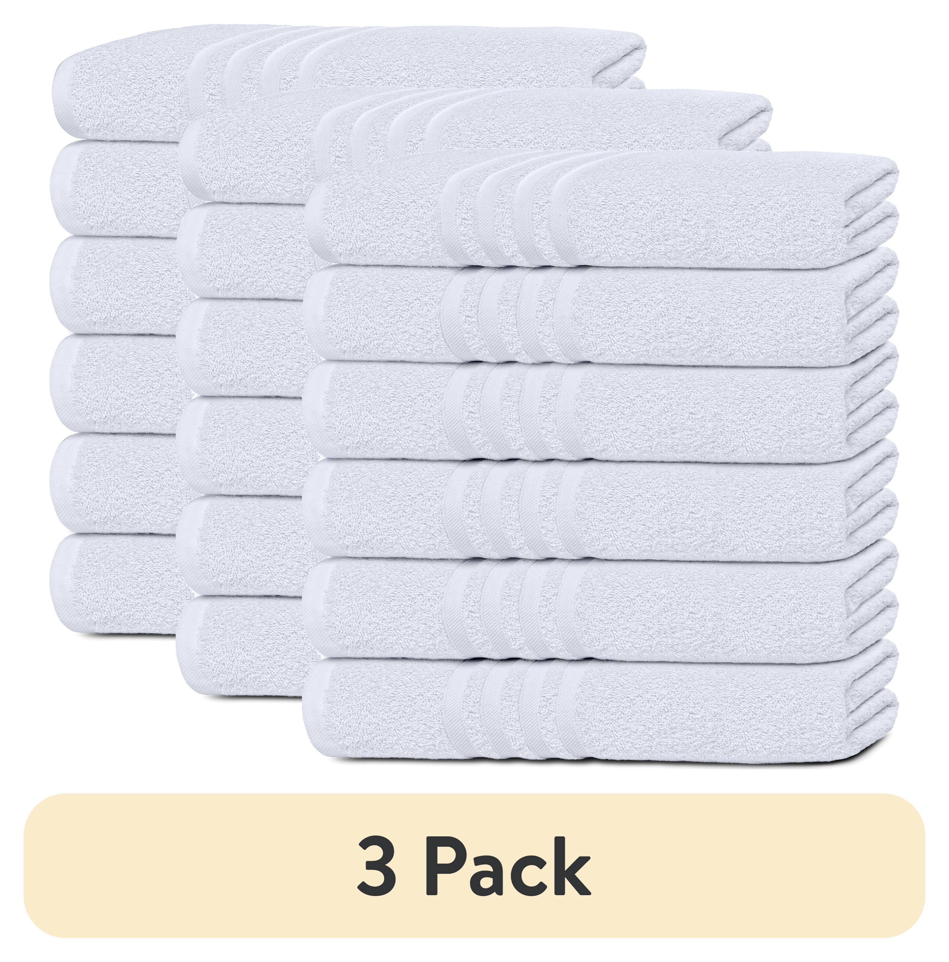 (3 pack) White Classic Wealuxe Small Bath Towels 22x44 In, 100% Cotton Lightweight Thin White Bath Towels for Gym, Spa, Saloon, Soft Thing Towels Multipurpose [6-Pack, White] Wealuxe