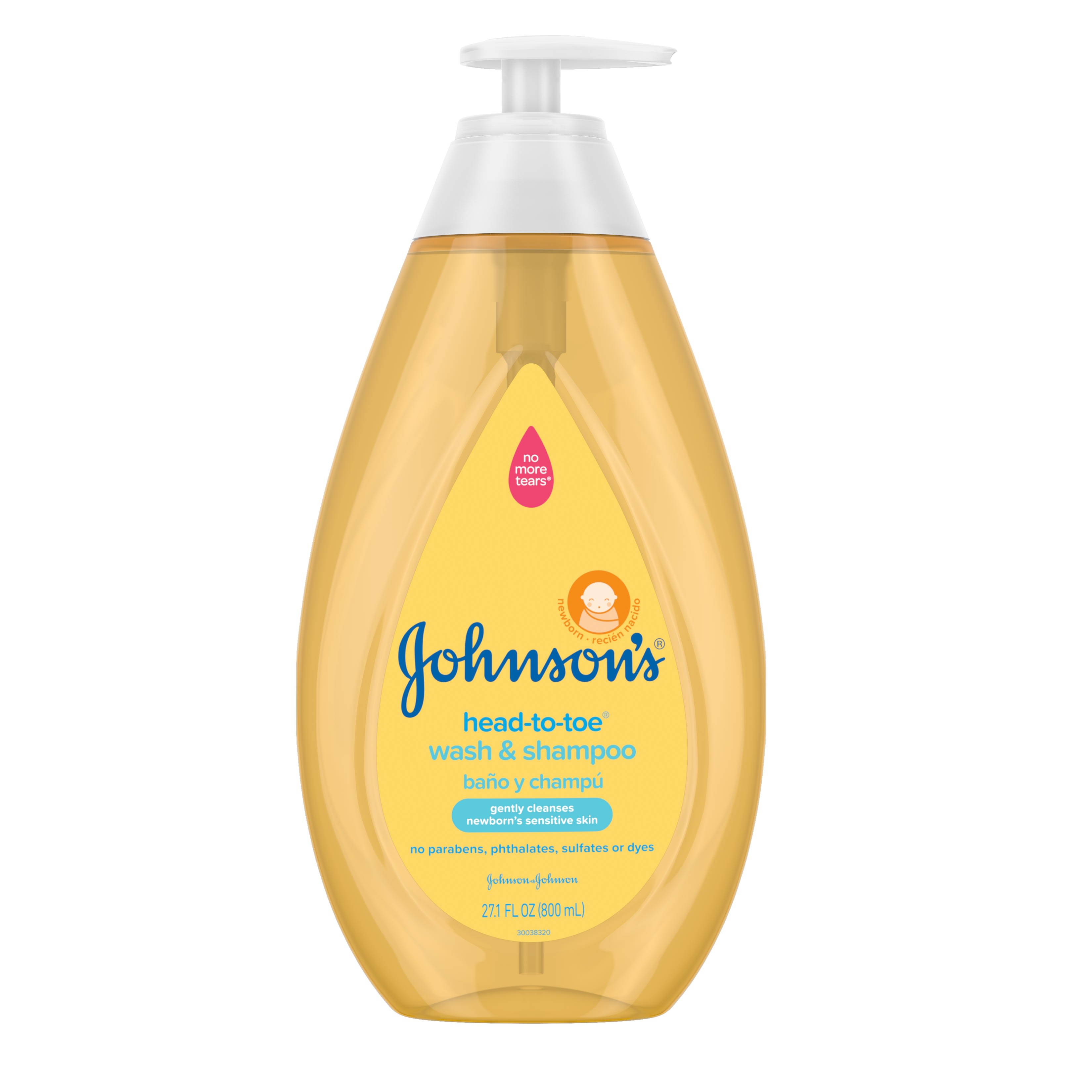 Johnson's Head-To-Toe Gentle Baby Wash & Shampoo, Tear-Free, Sulfate-Free & Hypoallergenic Wash for Baby’s Sensitive Skin & Hair, 27.1 fl. oz Johnson's