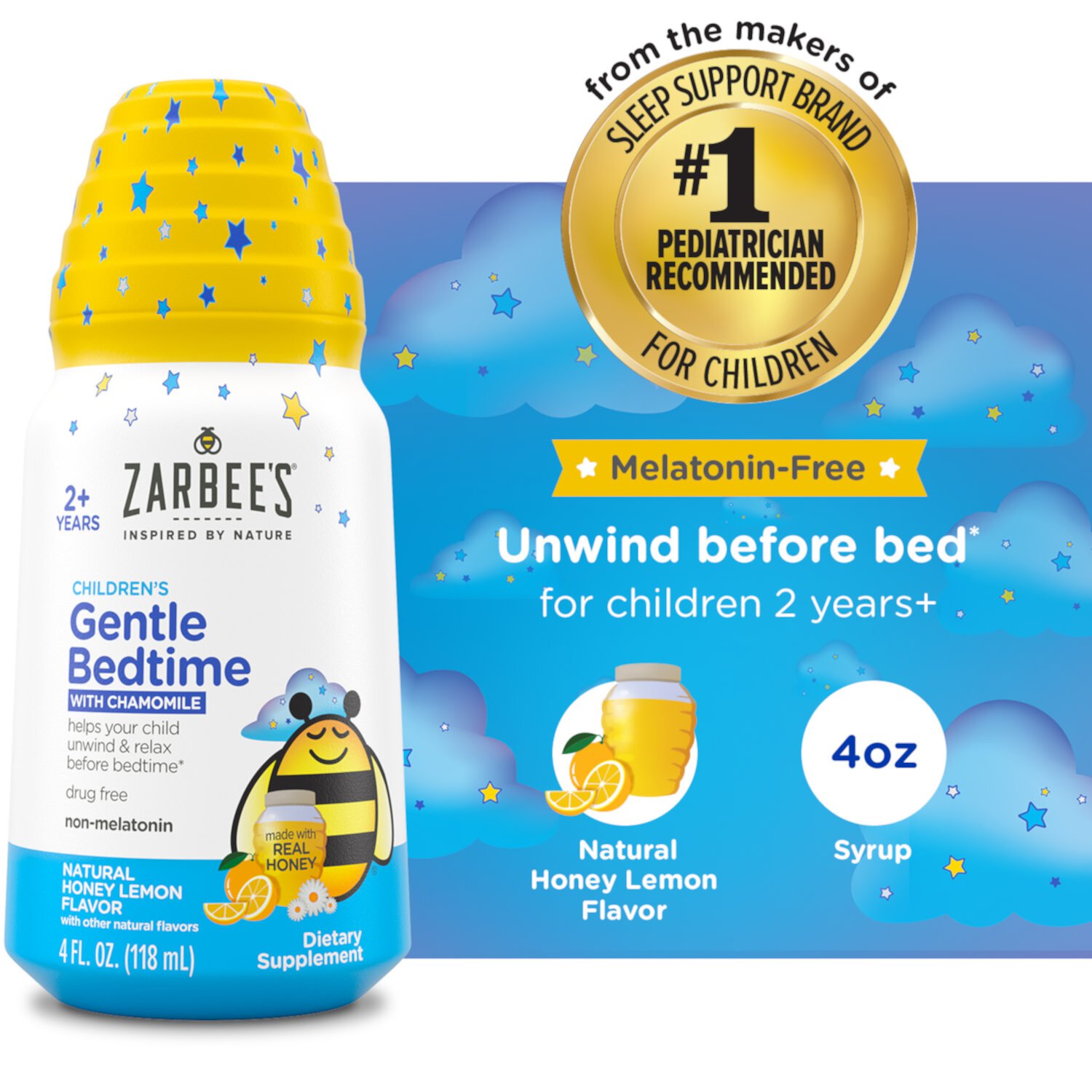 Zarbee's Children's Gentle Bedtime Liquid, Honey Lemon, 4 fl. oz Zarbee's