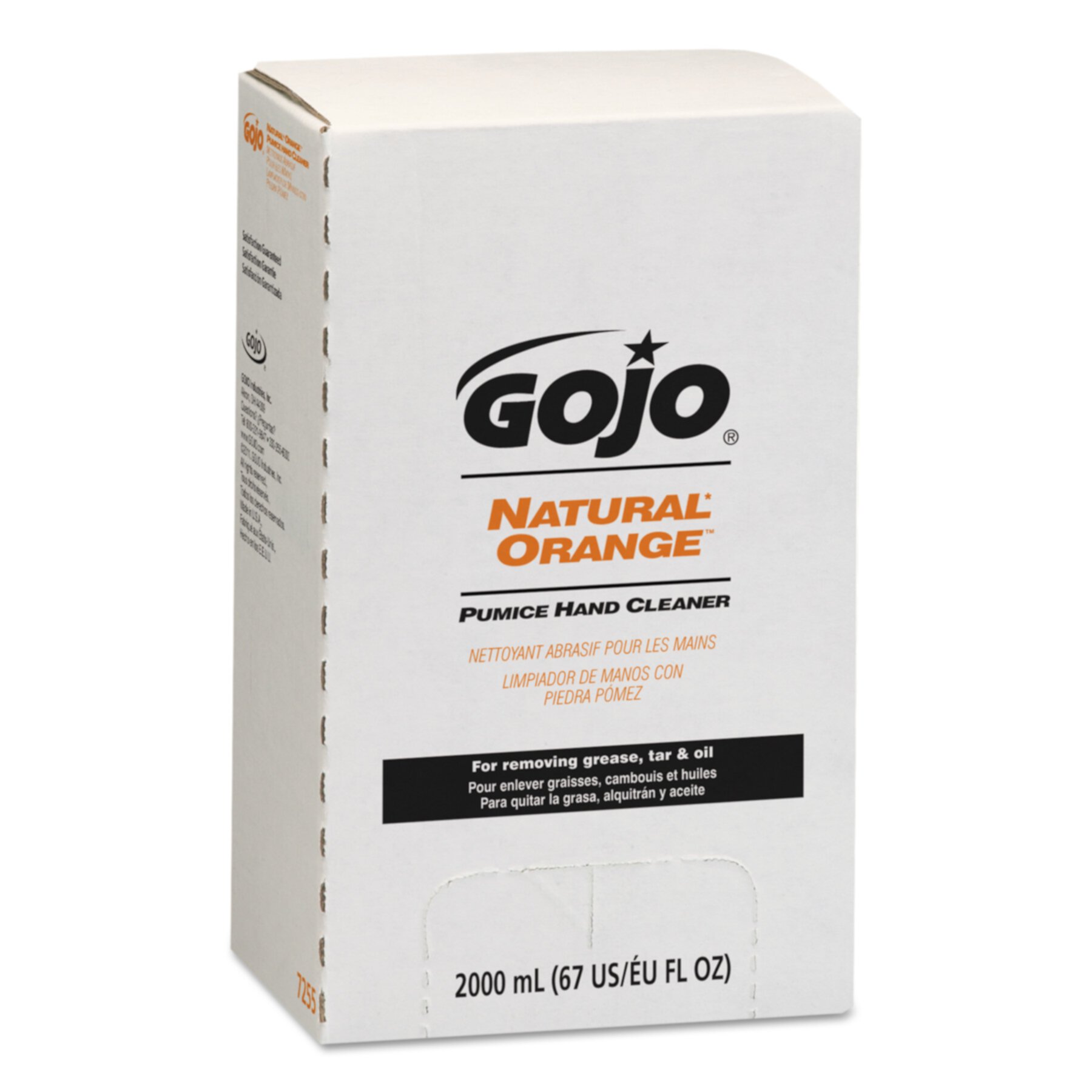 GOJO NATURAL ORANGE Pumice Hand Cleaner Refill, Citrus Scent, 2000mL, 4/Carton GOJO