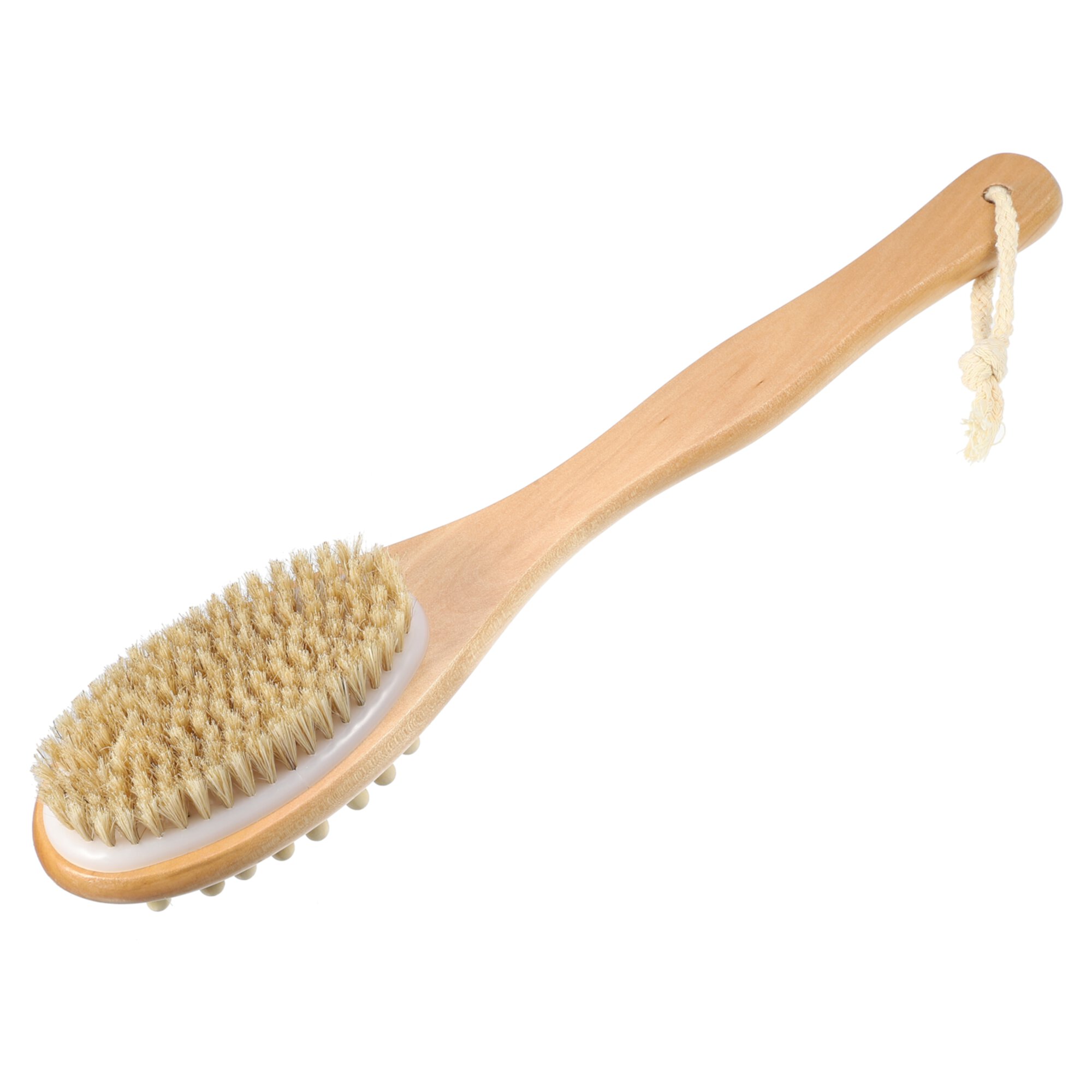 Unique Bargains Double Sided Bath Brush Back Scrubber Wood for Shower Brown 14.6 Inches Unique Bargains