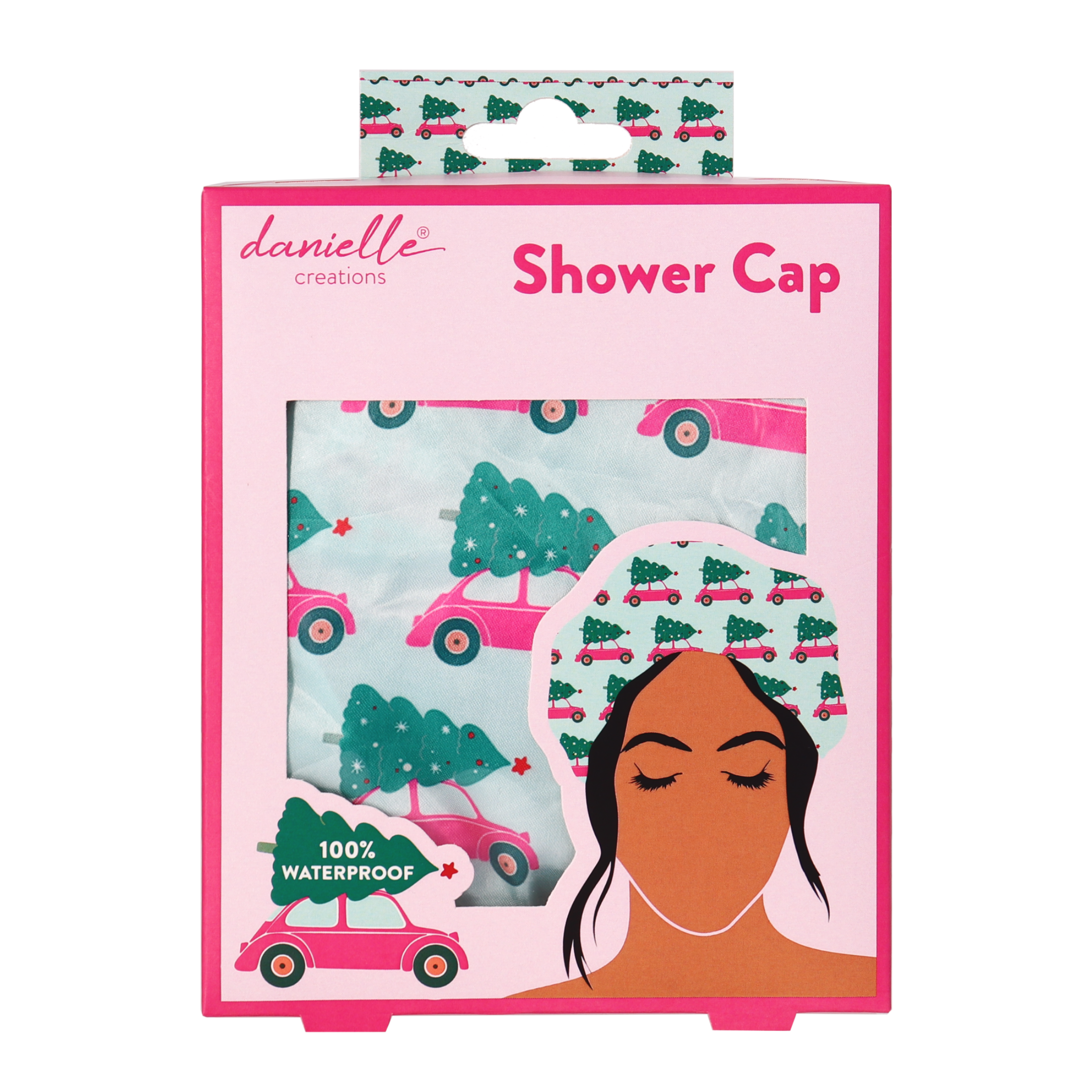 Danielle Creations Holiday Car Print Waterproof Shower Cap Danielle Creations