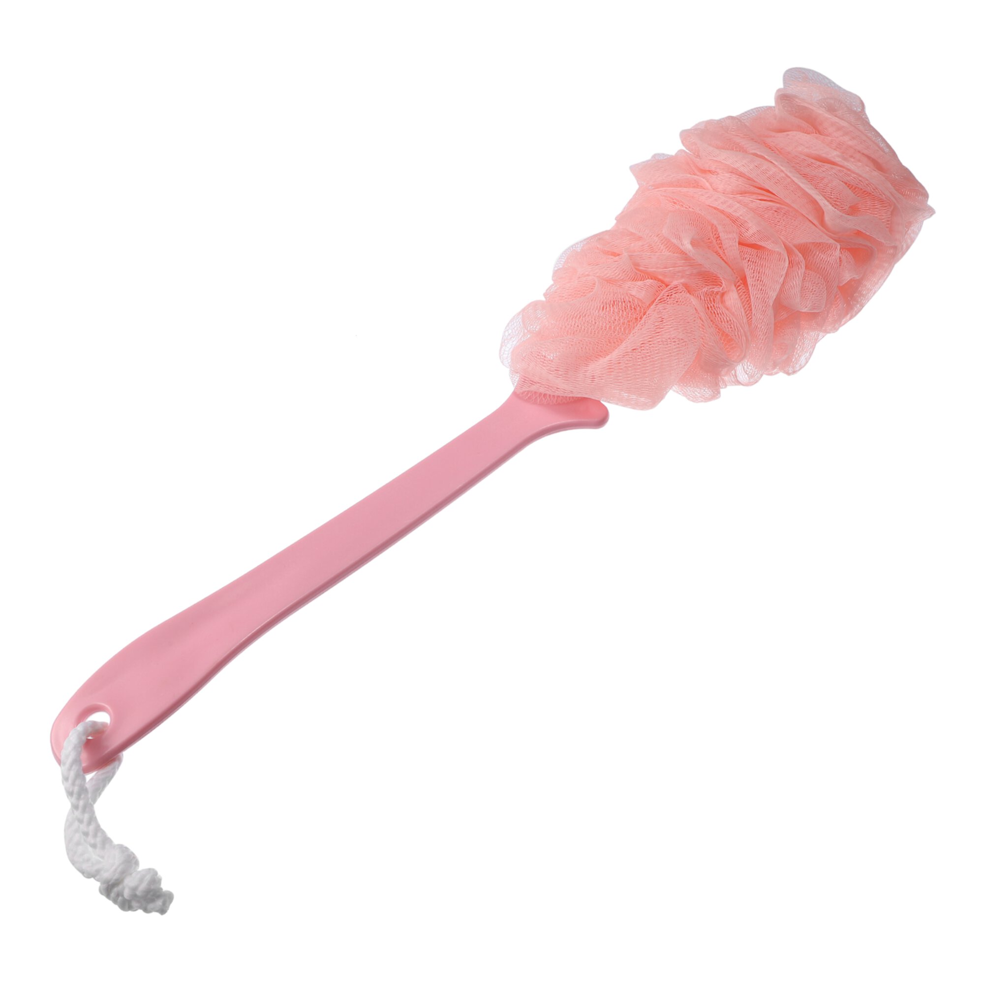 Unique Bargains 1 Pcs Body Bath Brush Scrubber Loofah Shower with Long Handle PP Mesh Pink Unique Bargains