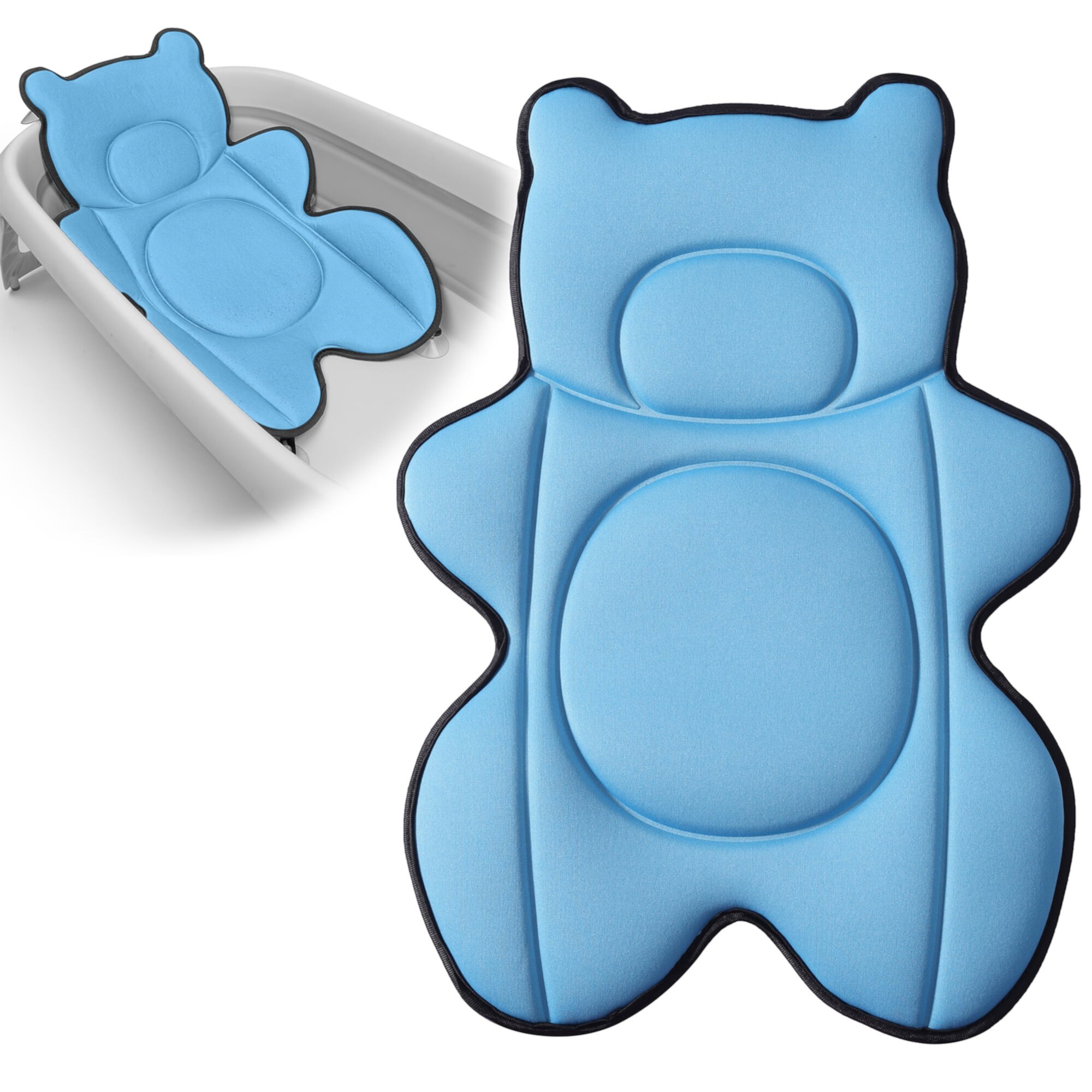 Rezlli Infant Bath Cushion for Most Baby Bathtubs, Comfortable and Healthy Material, No Slip Backing with Extra Suction Cups, Blue Rezlli