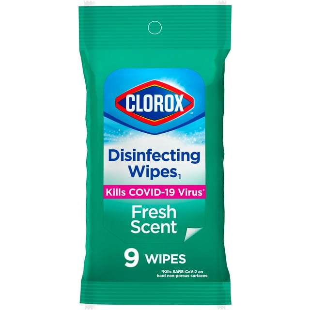 Clorox Disinfecting Wipes on the Go Bleach Free Travel Wipes, Fresh Scent, 9 Count Clorox