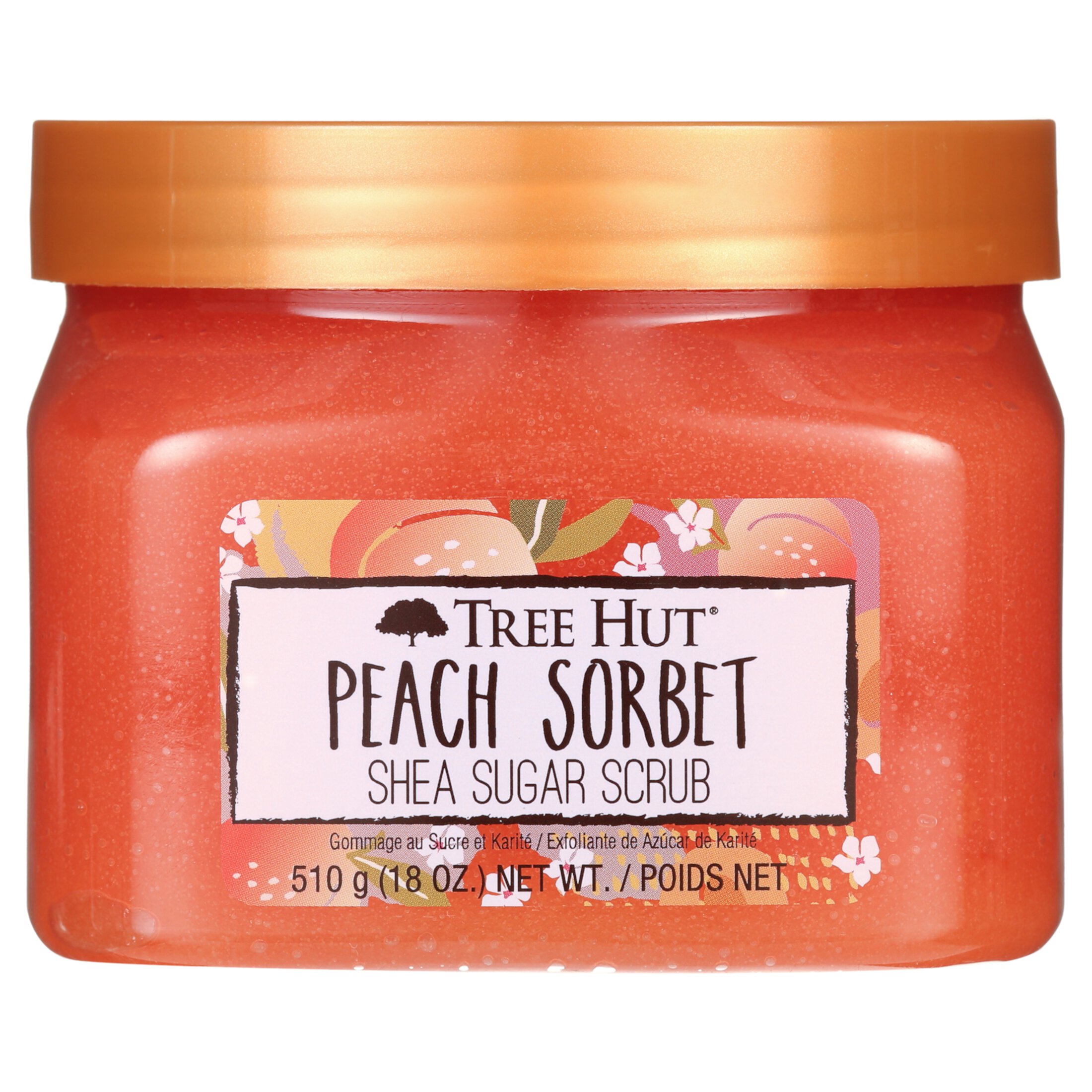 Tree Hut Body Scrub, Shea Sugar Hydrating Exfoliator for Softer, Smoother Skin, Peach Sorbet, 18 oz Tree Hut